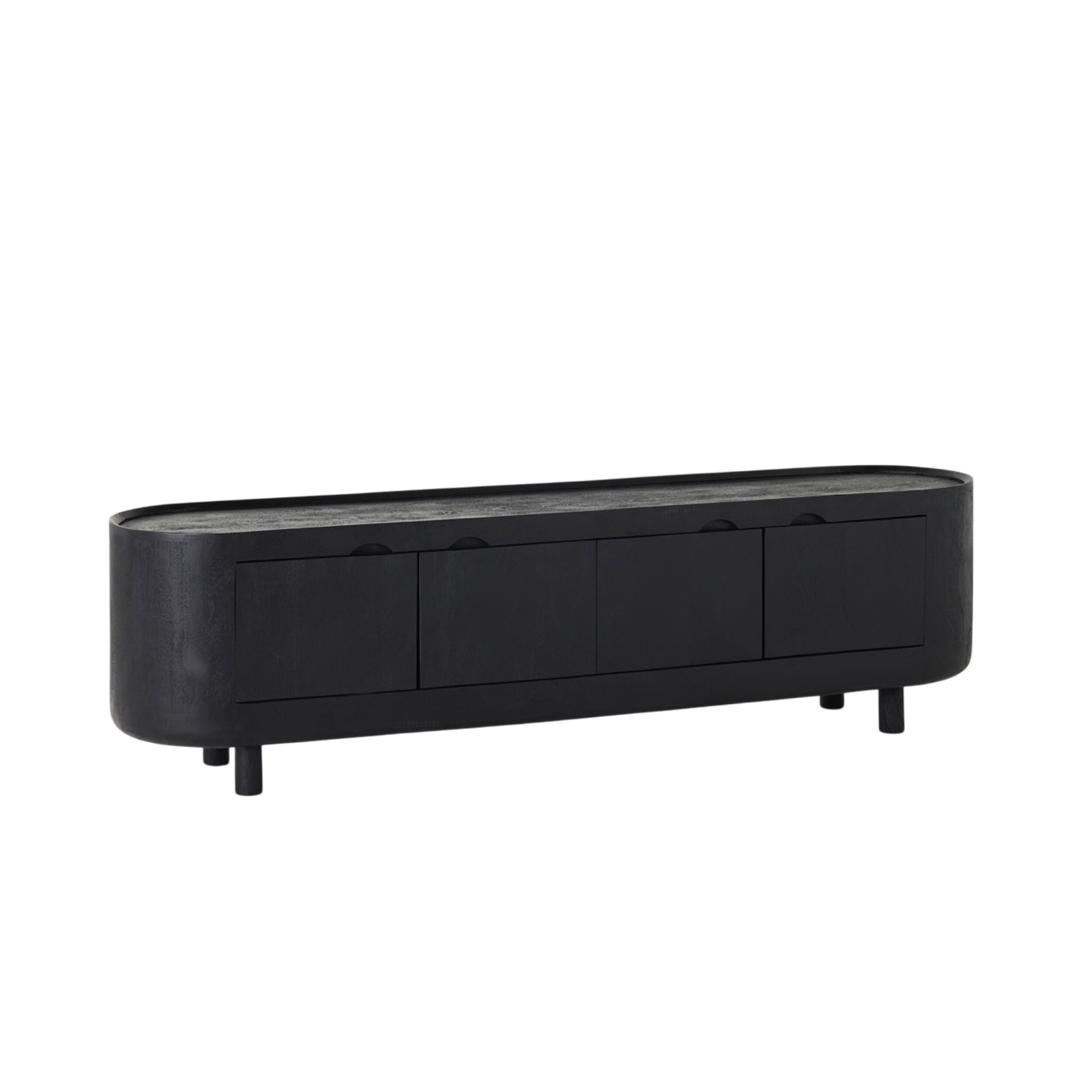 Aurora Black Entertainment Unit - Modern TV Stand with Storage for Living Room, Bedroom & Home Theater