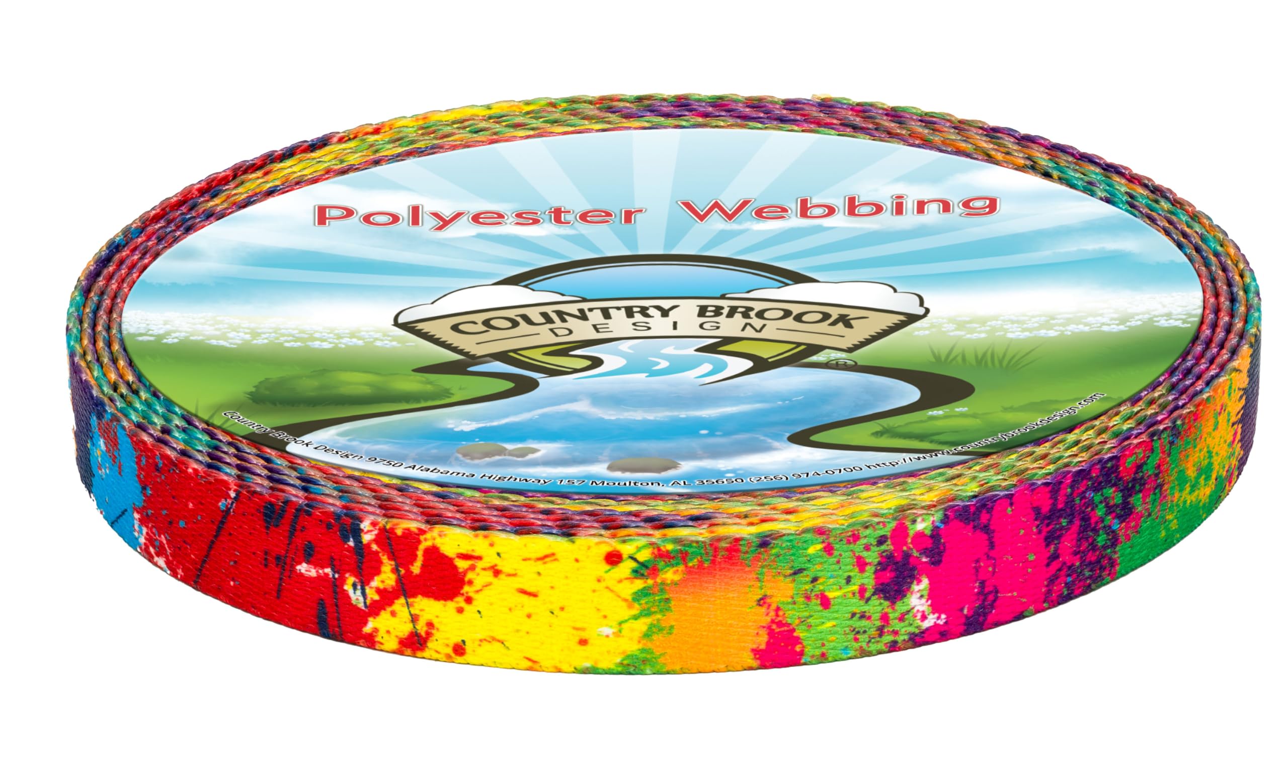Country Brook Design - Paint Splatter Polyester Webbing for DIY Crafts, Fashion Accessories & Home Decor | Durable & Colorful Fabric Straps for Bags, Belts & Sewing Projects