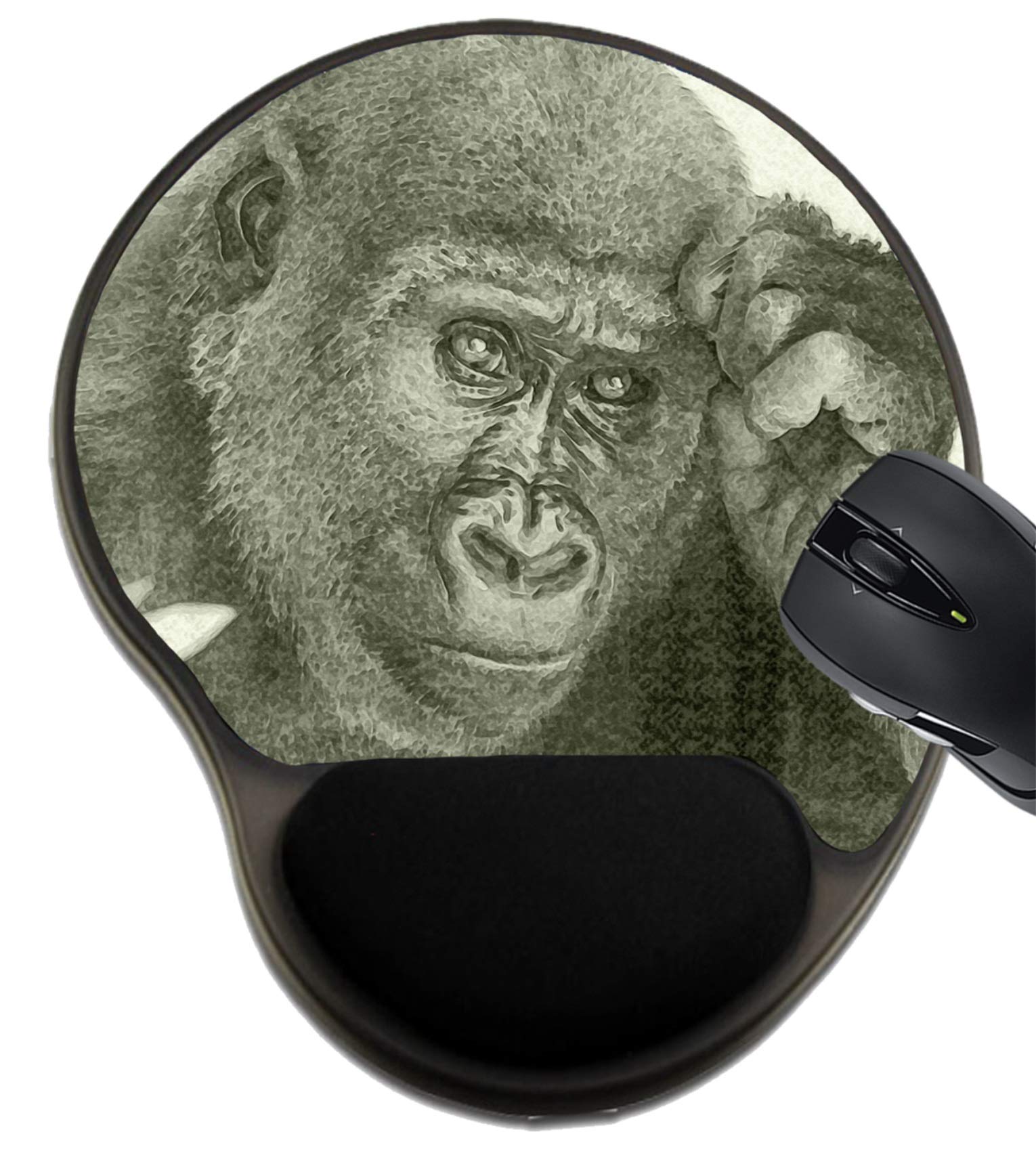 MSD Ergonomic Mouse Pad with Wrist Support - Non-Slip Gaming Mouse Mat Featuring Gorilla Wildlife Design - Perfect for Office Work, Gaming & Computer Use