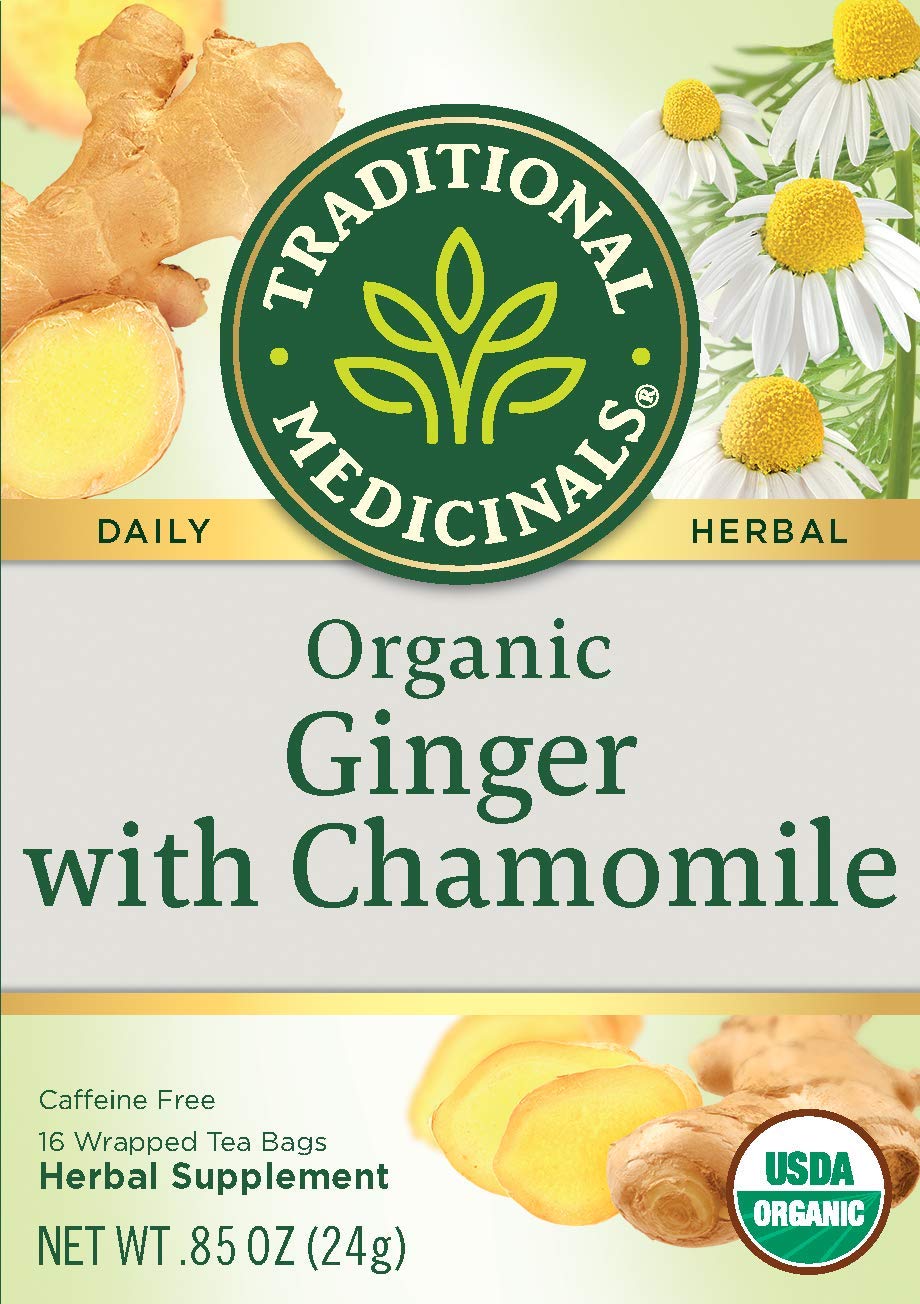 Organic Ginger Chamomile Tea Bags - Traditional Medicinal Herbal Tea for Digestion & Relaxation - 16 Count - Perfect for After Meals, Stress Relief & Evening Wind Down
