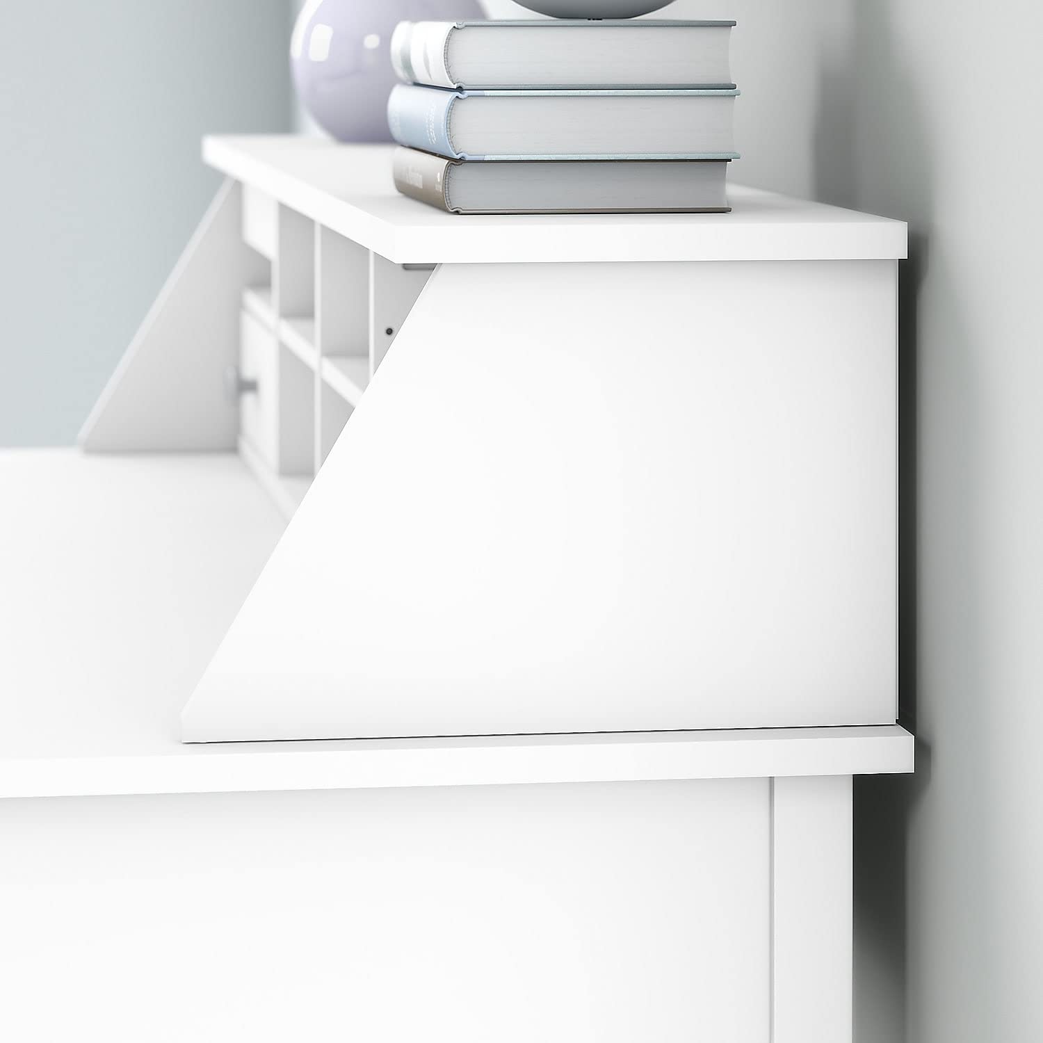 Bush Furniture Broadview Desktop Organizer in Pure White - Stylish Office Desk Organizer with Storage Compartments for Home & Office Workspace Organization