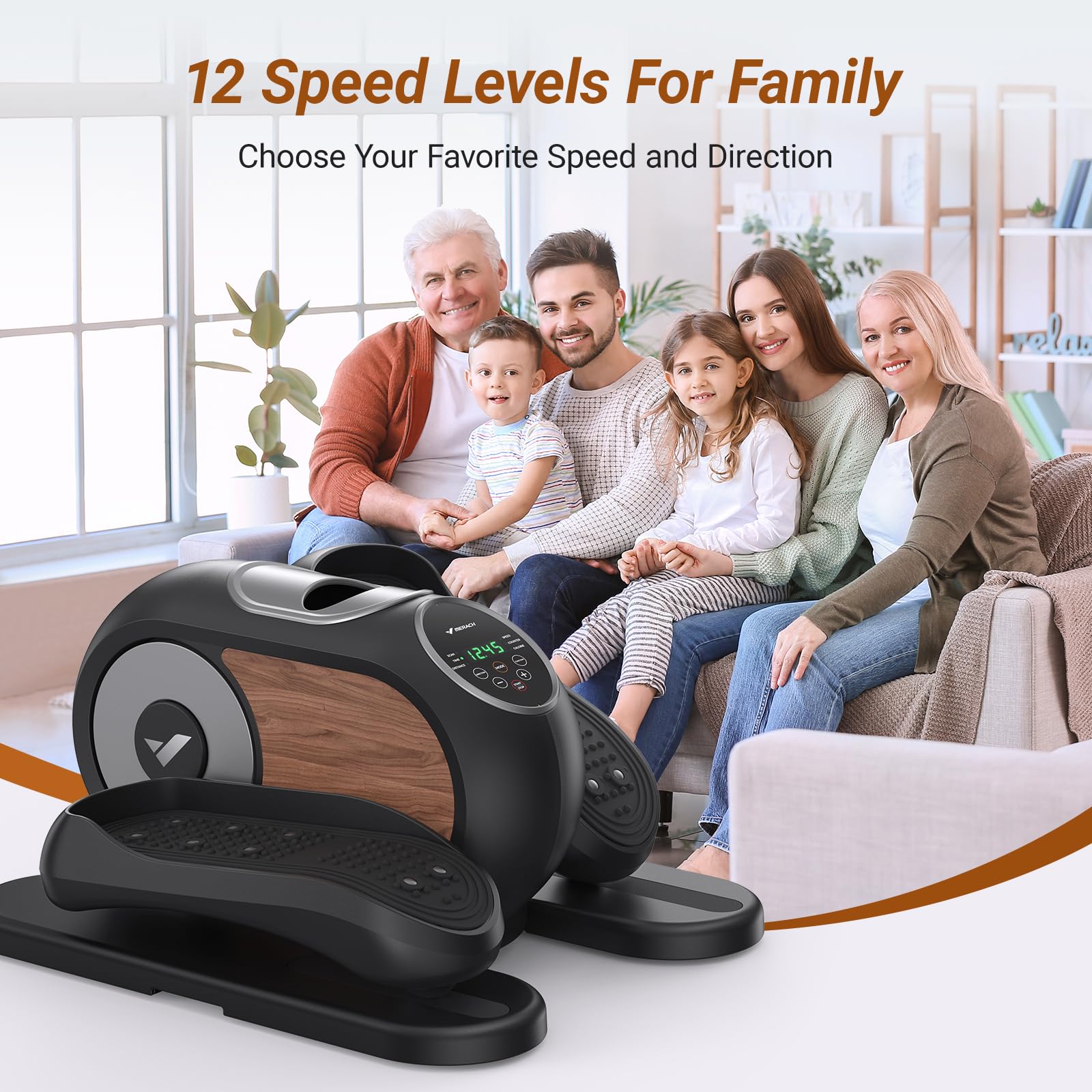 MERACH Under Desk Elliptical Machine - Quiet Electric Pedal Exerciser with Remote Control & 12 Speed Levels, Portable Leg Exercise Equipment for Home & Office Use - Perfect for Seniors, Workouts While Sitting, and Active Lifestyle