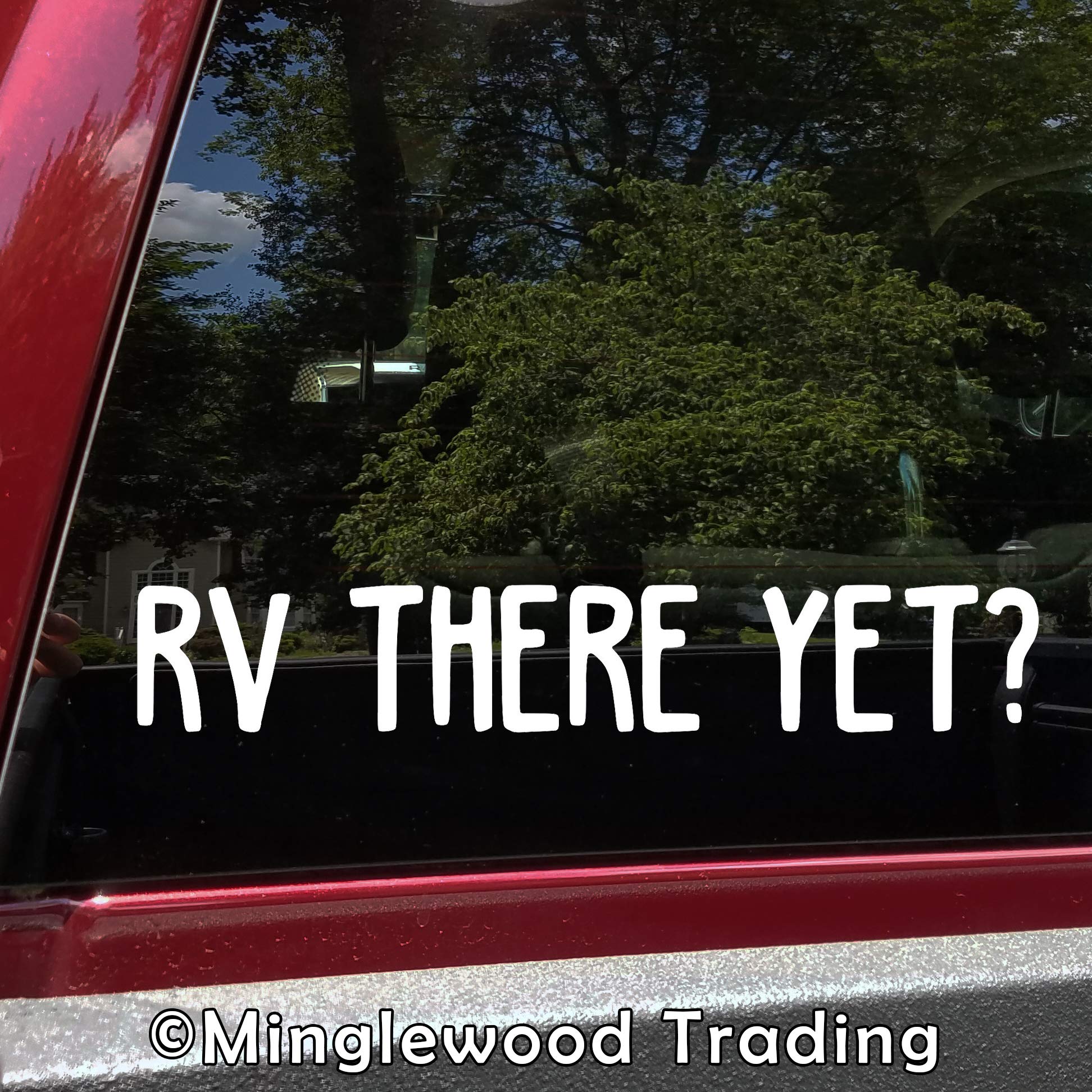 RV There Yet? Vinyl Sticker - Waterproof Camping Trailer Decal for RV, Cooler & Laptop - 12x2 Inch Die-Cut Black Decal - Perfect for Camping Trips, Road Adventures & Outdoor Enthusiasts