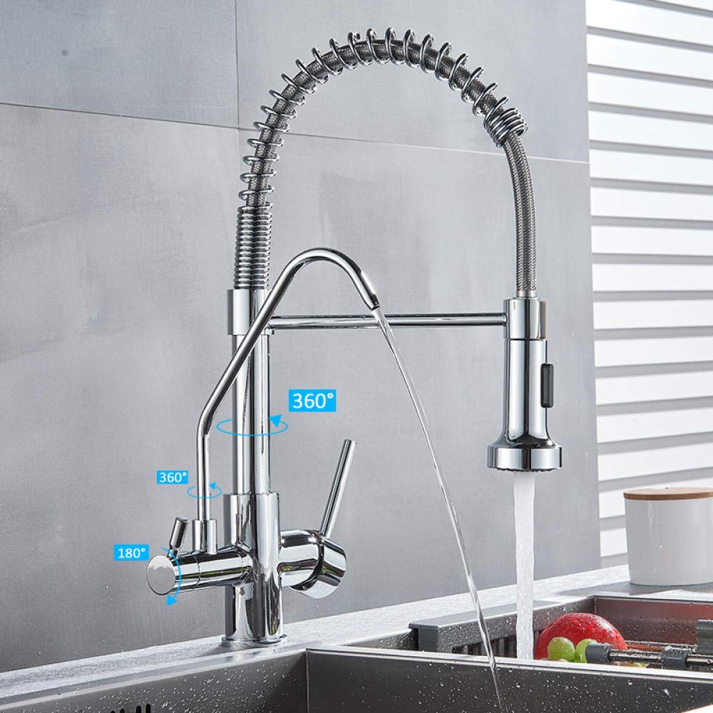 360° Rotating 3-Way Kitchen Faucet Water Filter - Pure Drinking Water Tap with Spring Design for Home & Office Use | Perfect for Cooking, Drinking, and Washing Fruits