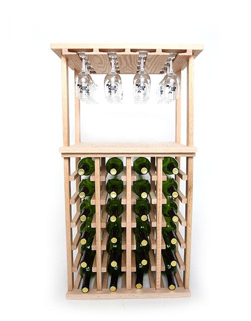 24 Bottle Wine and Stemware Rack - Premium Wooden Wall Mounted Wine Glass Holder for Kitchen, Bar, Dining Room, and Home Decor