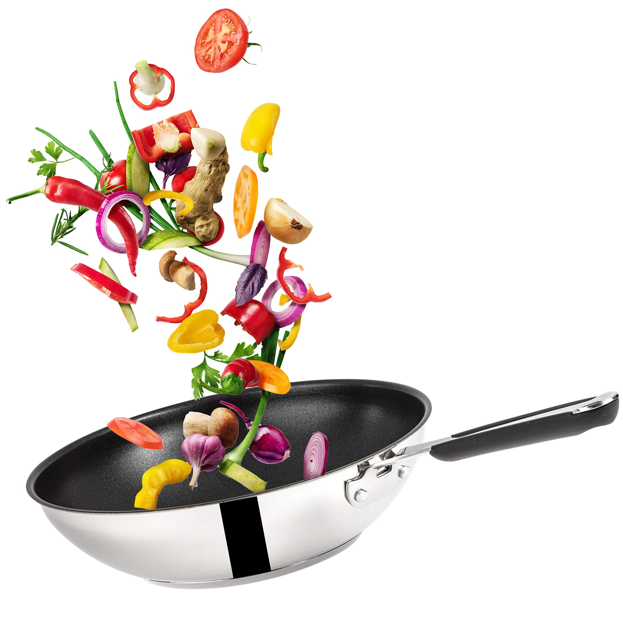 Tefal Jamie Oliver Induction Wok Pan 28cm - Nonstick Dishwasher Safe Cookware with Slip-Resistant Handle, Compatible with All Stovetops (Silver) - Perfect for Stir-Frying, Sautéing & Asian Cooking