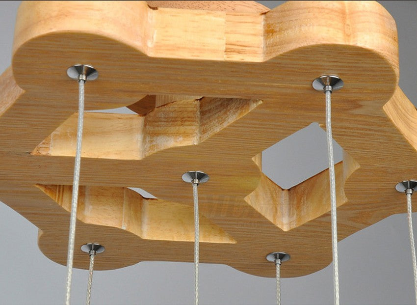 Handcrafted Wooden Globe Pendant Light - Modern Farmhouse Ceiling Lighting Fixture for Kitchen Island, Dining Room & Bedroom Decor