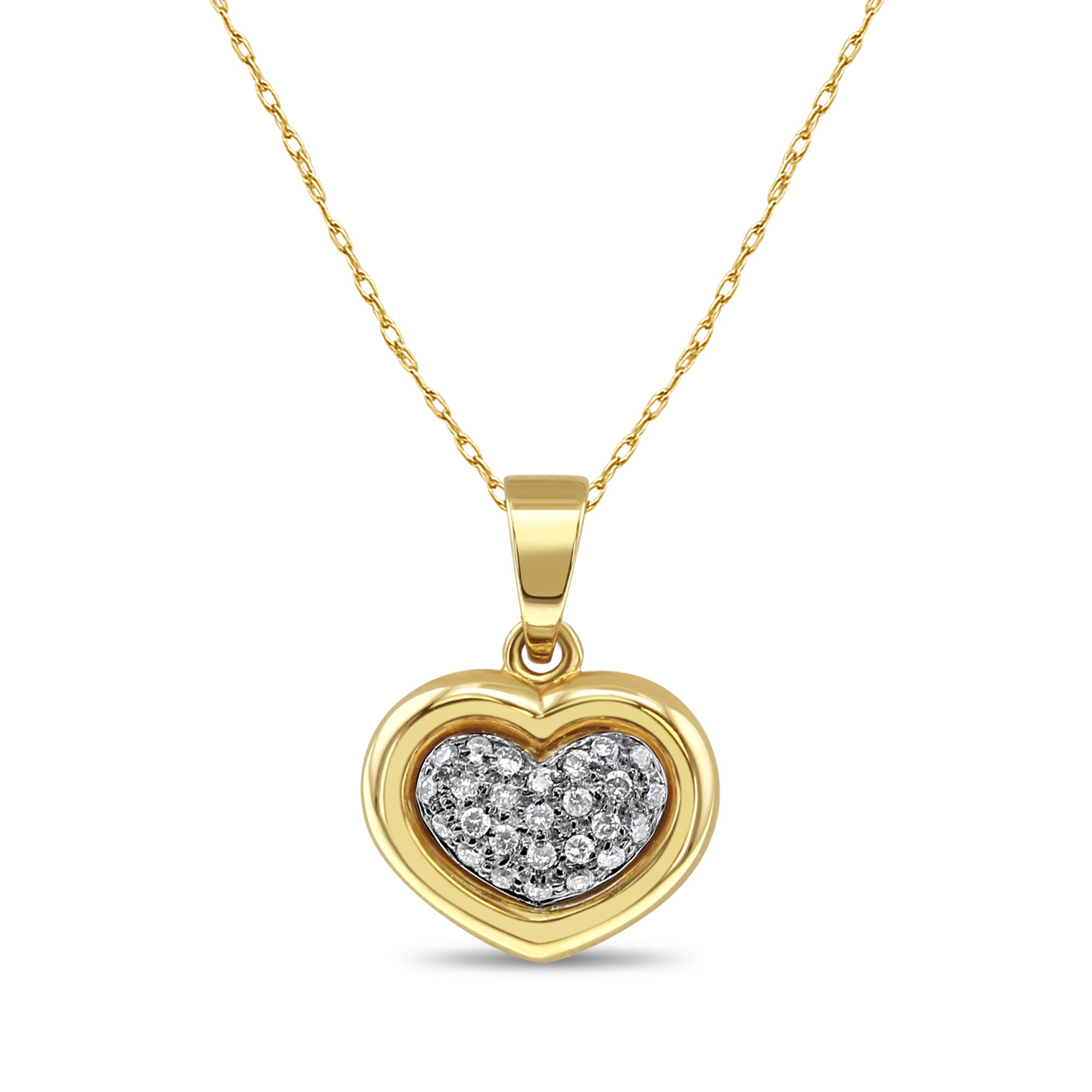 Heart Shaped Diamond Pave Necklace .50cttw in 14k Two-Tone Gold - Perfect for Valentine's Day Gifts, Anniversaries & Romantic Occasions