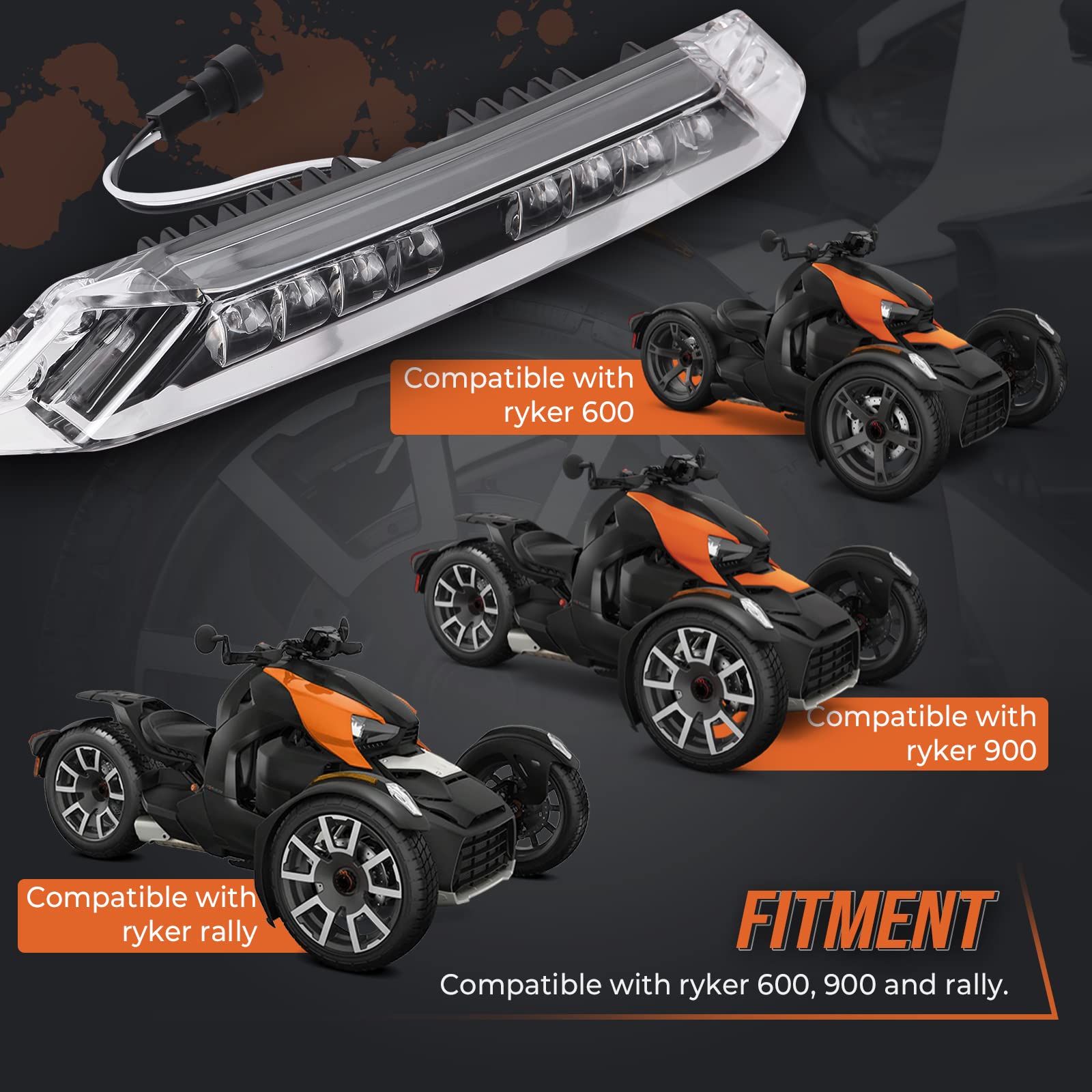 KEMIMOTO LED Front Bumper Light Bar for Can-Am Ryker 600 900 Sport & Rally (2019-2023) - Black Daytime Running Light Kit | Off-Road Lighting Accessories for Adventure & Night Riding