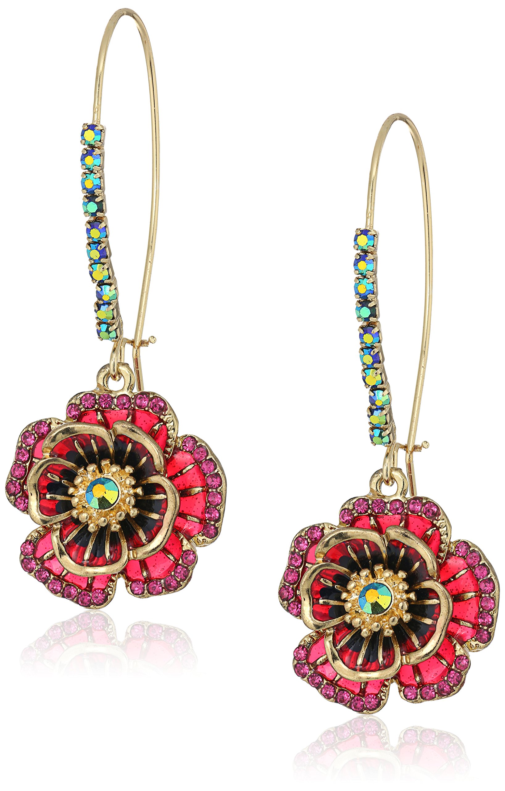 Betsey Johnson Rose Dangle Earrings - Colorful Floral Fashion Jewelry for Women | Perfect for Parties, Weddings & Everyday Wear