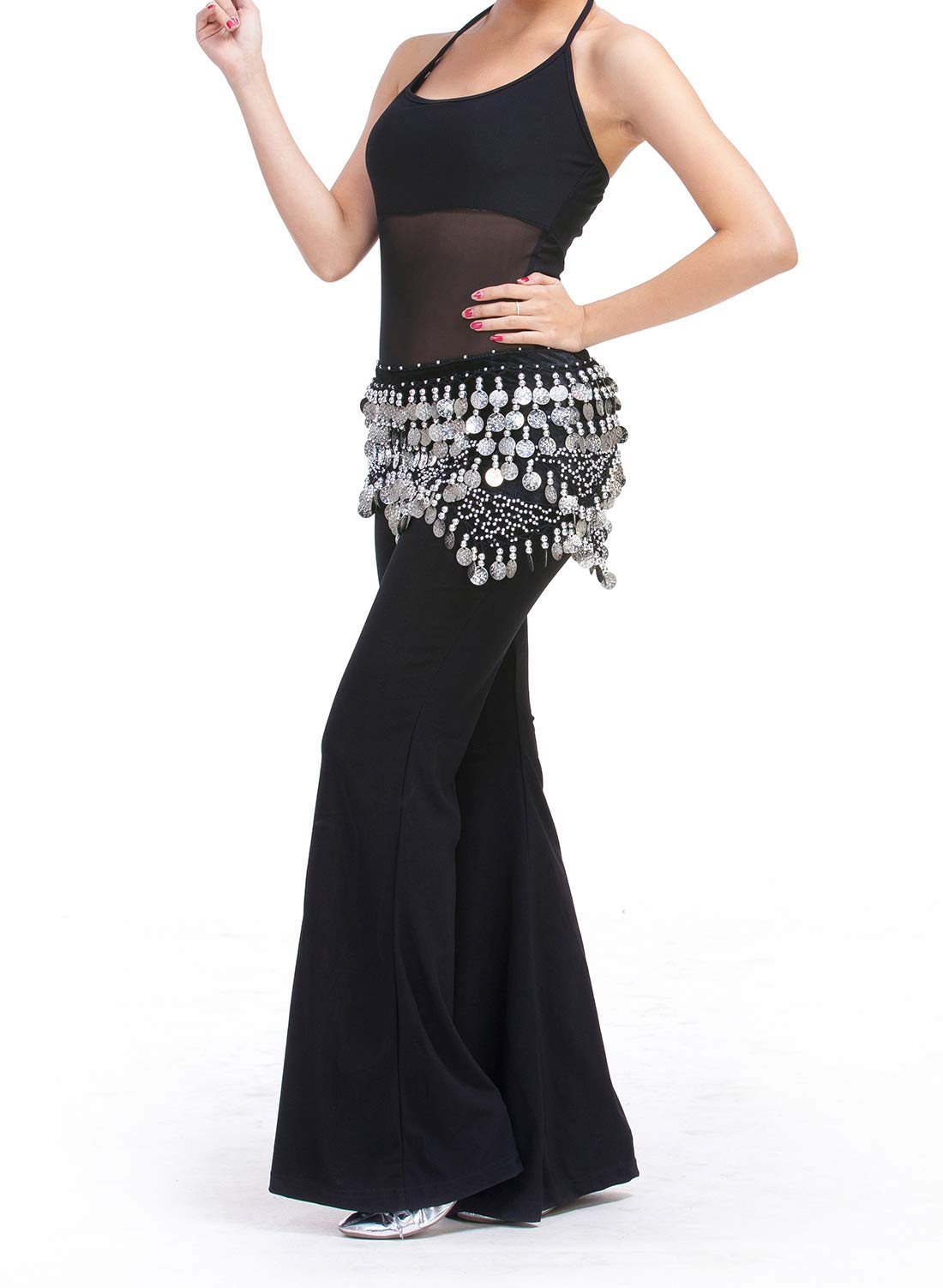 Aivtalk Women's Velvet Belly Dance Hip Scarf with 320 Coins - Perfect for Belly Dance Performances, Fitness Classes, and Cultural Events