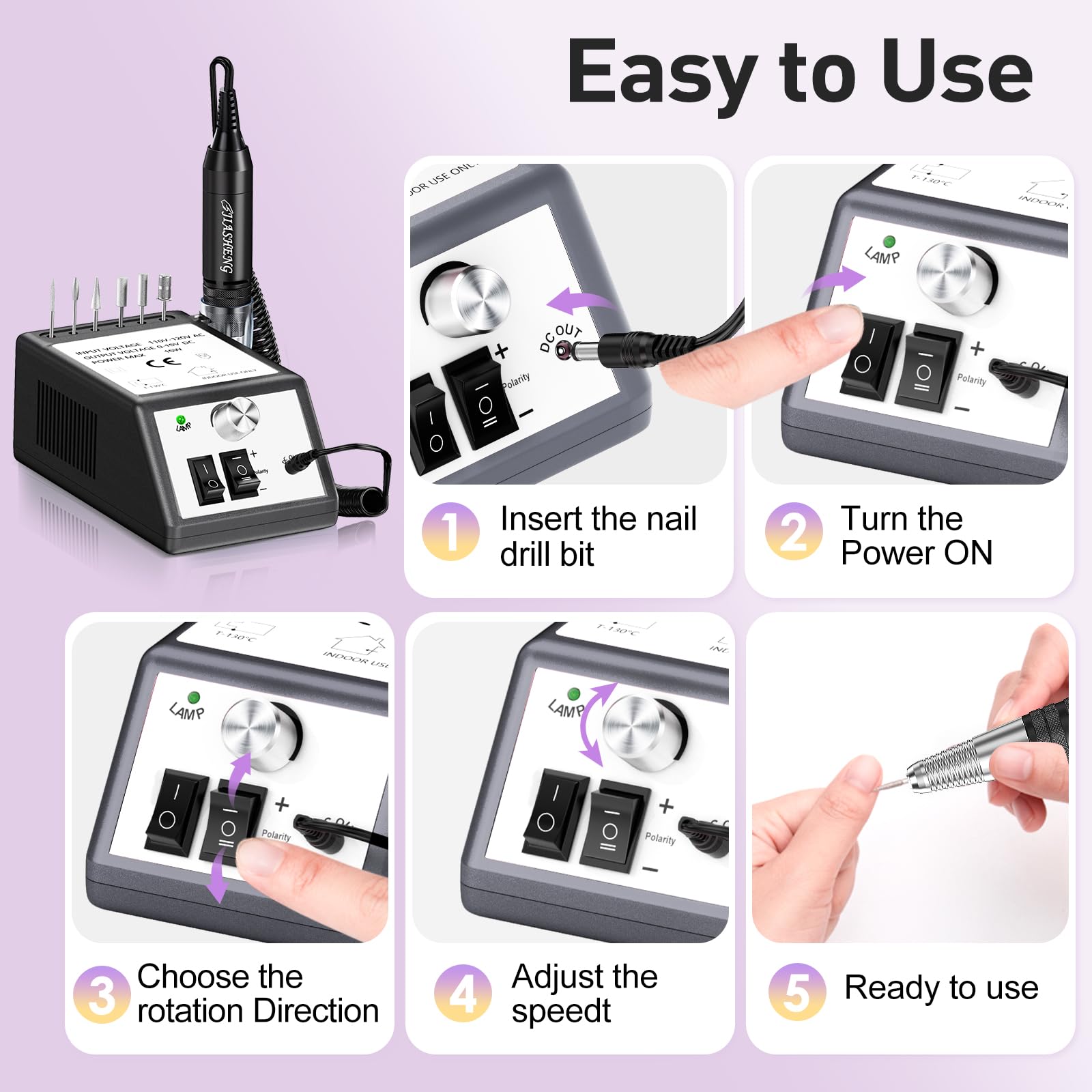 Professional Nail Drill Machine 30000 RPM - Electric Efile for Acrylic Nails, Gel Polish Removal & Nail Shaping | Salon-Grade Nail Tech Supplies for Home & Professional Use | Perfect for Manicures, Pedicures & Nail Art