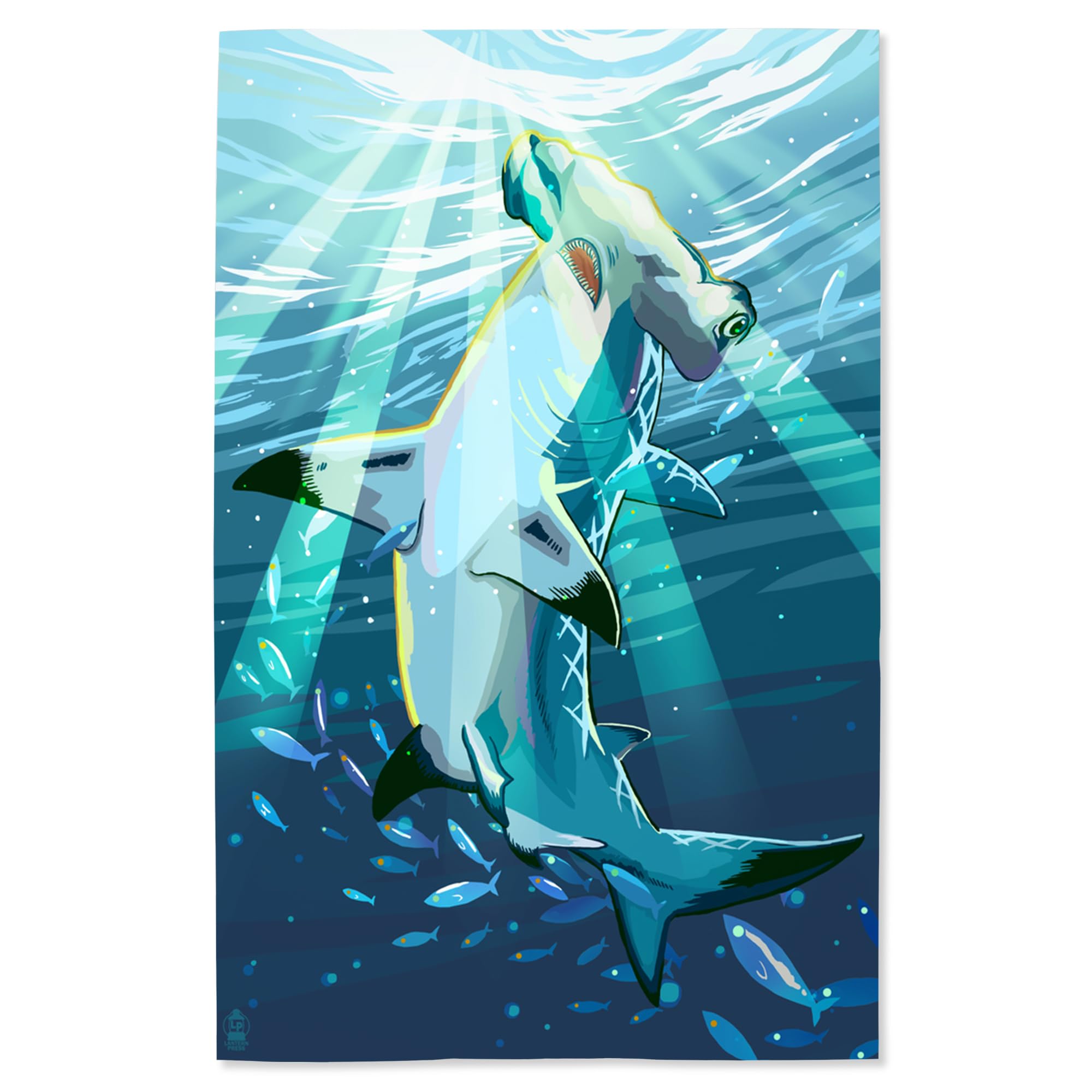 Lantern Press 16x24 Inch Giclee Print - Stylized Hammerhead Shark Wall Art | Premium Canvas Poster for Home, Office & Beach House Decor