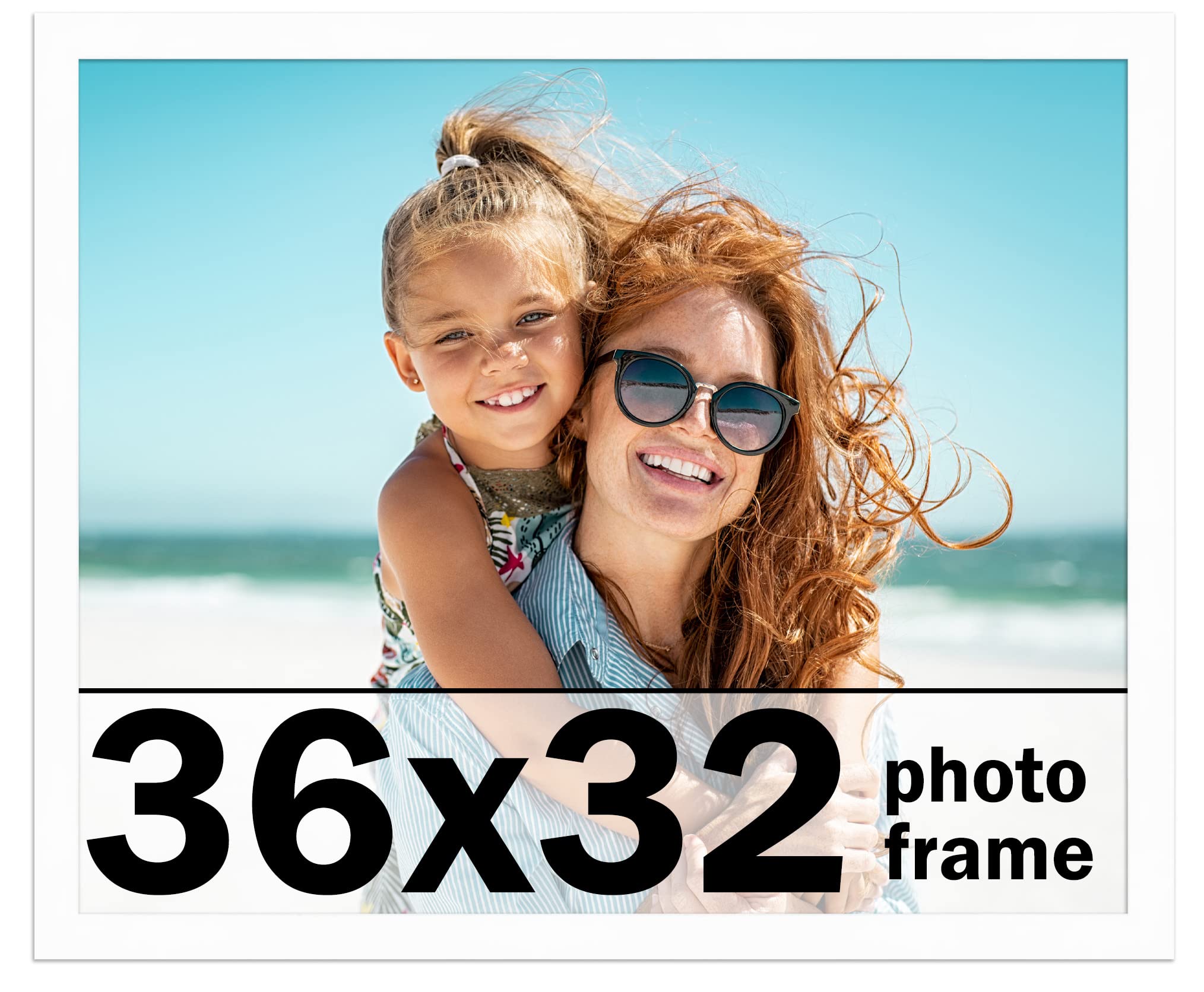 36x32 Inch White Wood Picture Frame - Premium Art Display for Home, Office & Gallery Decor