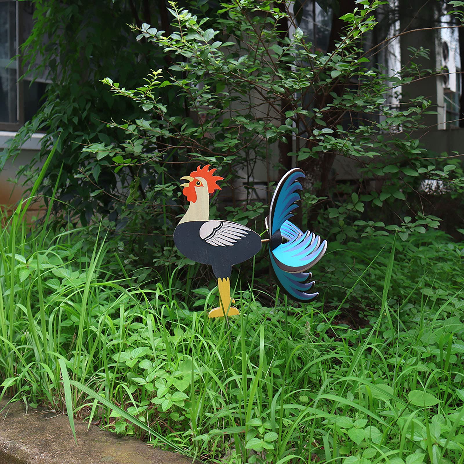 Rooster Windmill Garden Spinner - Whirly Chicken Tail Ornament & Dynamic Weathervane for Outdoor Decor - Vibrant Backyard Statue for Patio, Lawn, and Garden Decoration