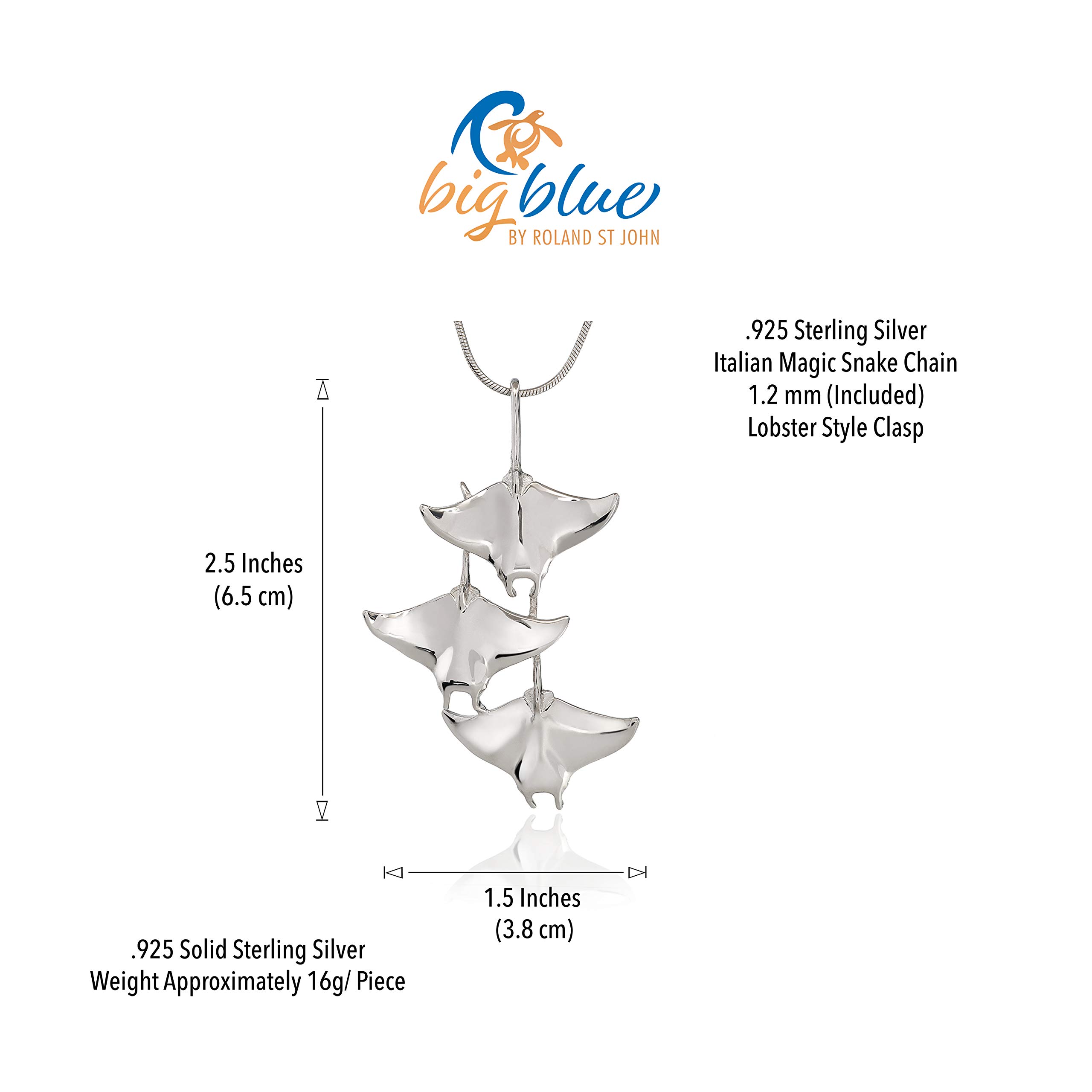 Stingray Necklace for Women - Sterling Silver Manta Ray Pendant Jewelry | Scuba Diving & Ocean Inspired Fine Jewelry Gift | Perfect for Beach Vacations, Diving Trips & Marine Life Enthusiasts