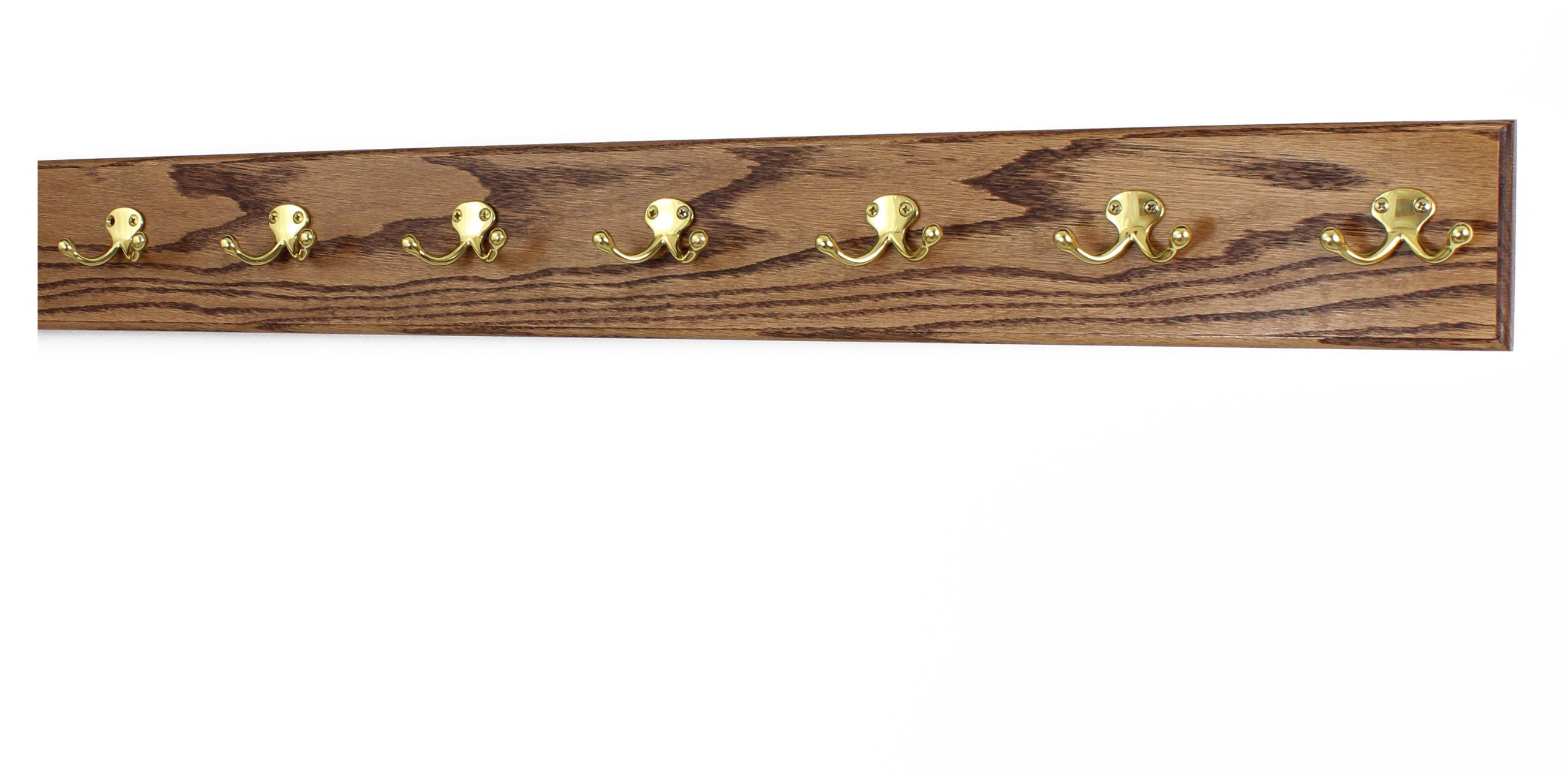 Solid Brass Oak Coat Rack - 7 Hooks Wall Mounted for Entryway & Bedroom