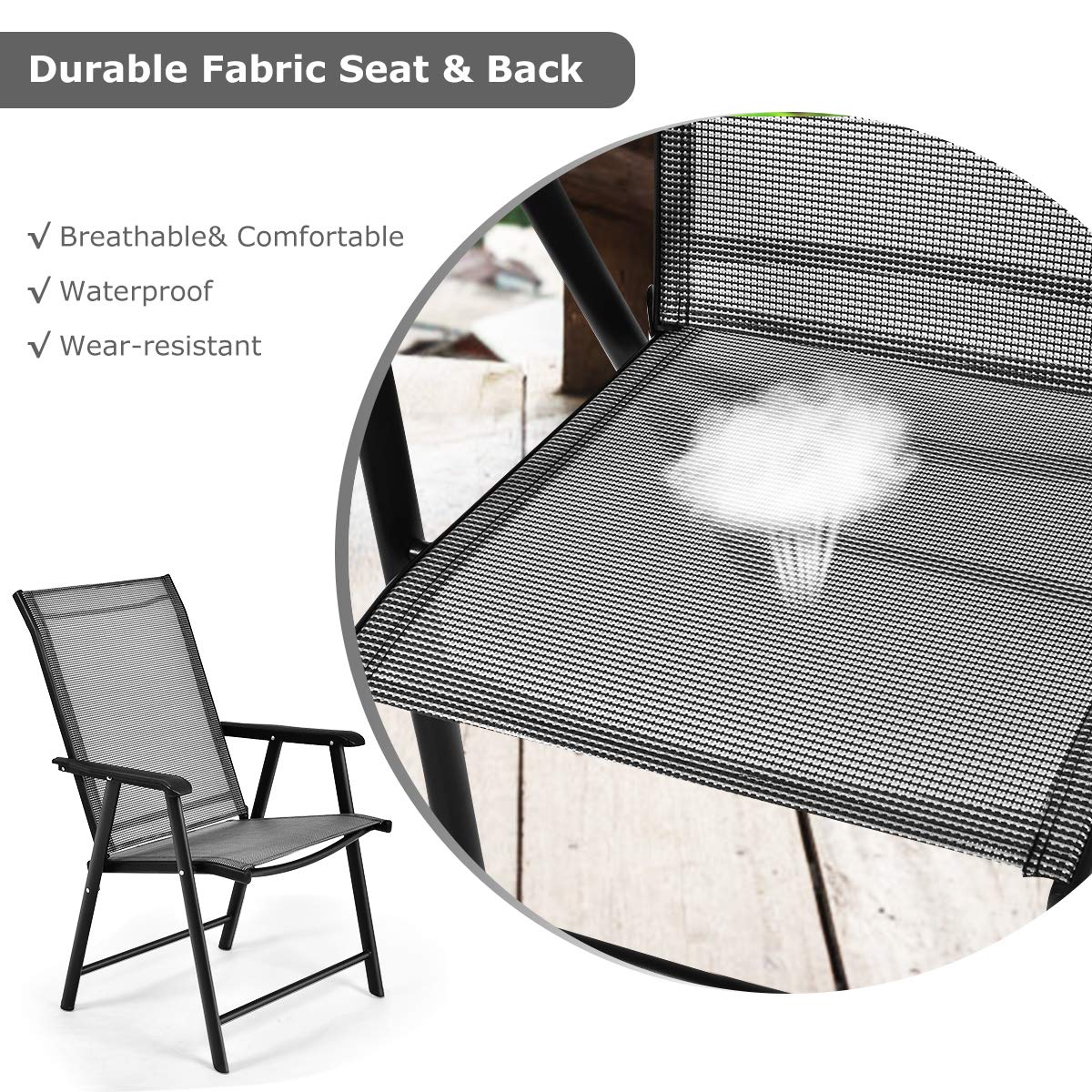 SAFSTAR 4-Pack Folding Patio Chairs with Armrests - Lightweight Outdoor Dining Chairs for Backyard, Deck, Lawn, Porch & Picnic - Portable Foldable Chairs for Adults, Camping, BBQs & Garden Parties