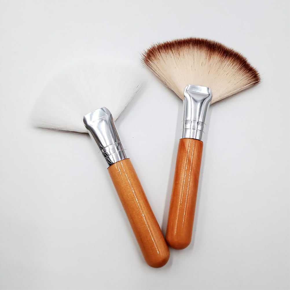 FRCOLOR 4Pcs Professional Fan Brush Set - Short & Long Handle Makeup Brushes for Blending, Highlighting, Contouring & Setting Powder - Perfect for Face Makeup, Body Art & Special Effects Cosmetics