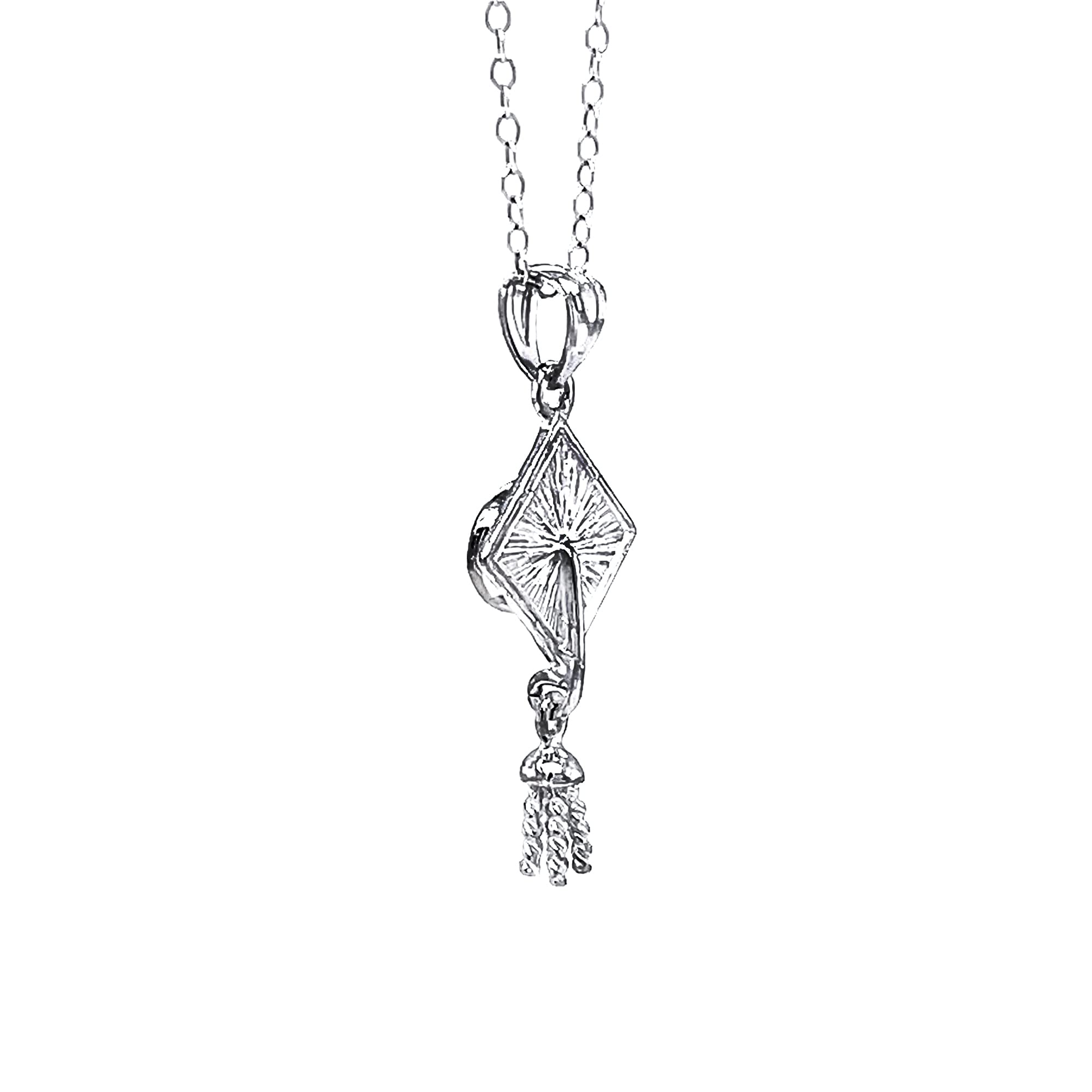 925 Sterling Silver Mini Graduation Cap Pendant Necklace - Adjustable 16