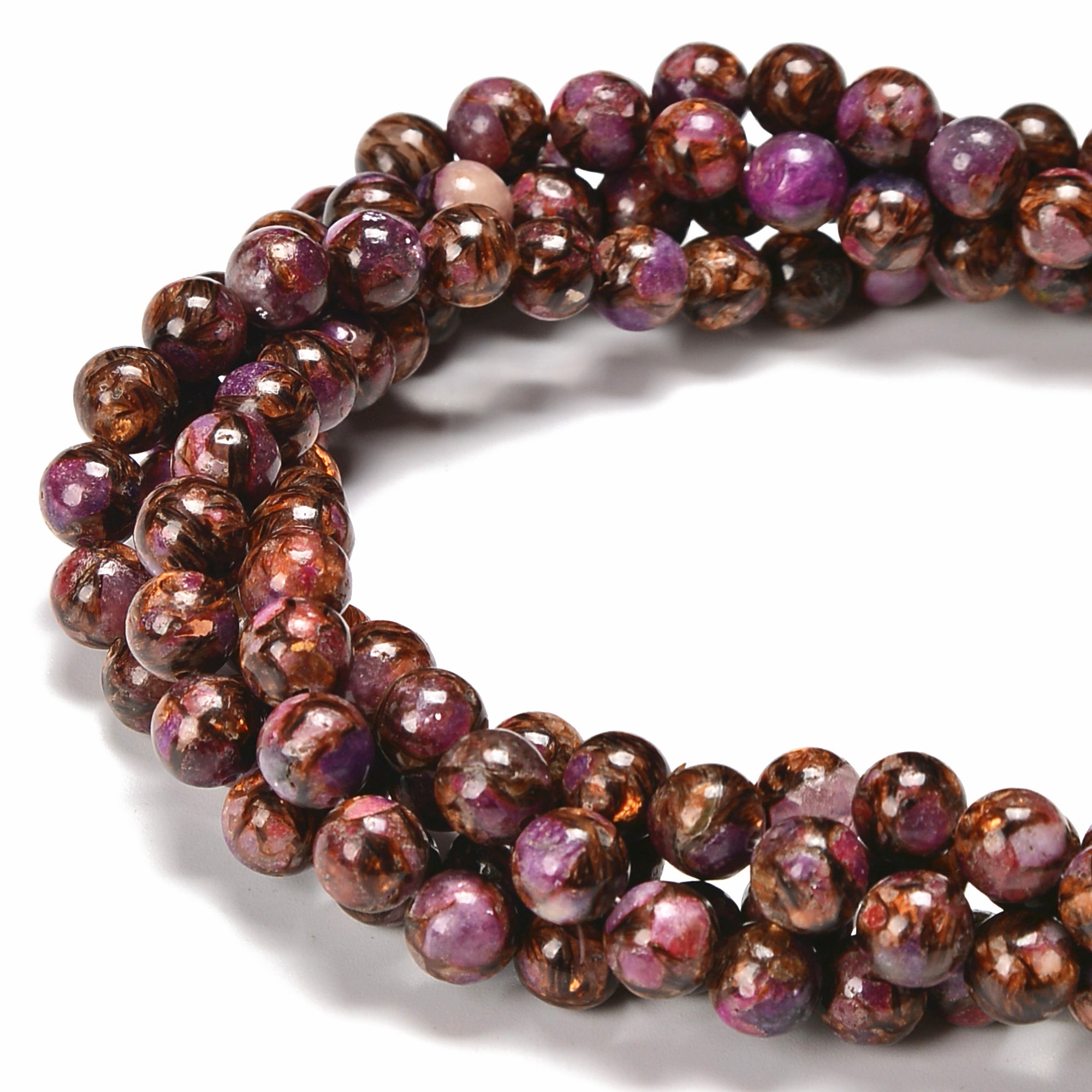 6mm 8mm 10mm Bronzite Purple Lepidolite Smooth Round Beads - 15.5'' Strand for Jewelry Making, Meditation & Healing Crystal Bracelets