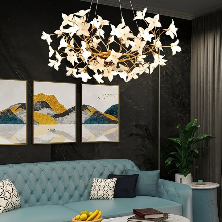 Elegant Begonia Chandelier for Living Room - Modern Crystal Ceiling Light Fixture for Dining Room, Bedroom & Home Decor