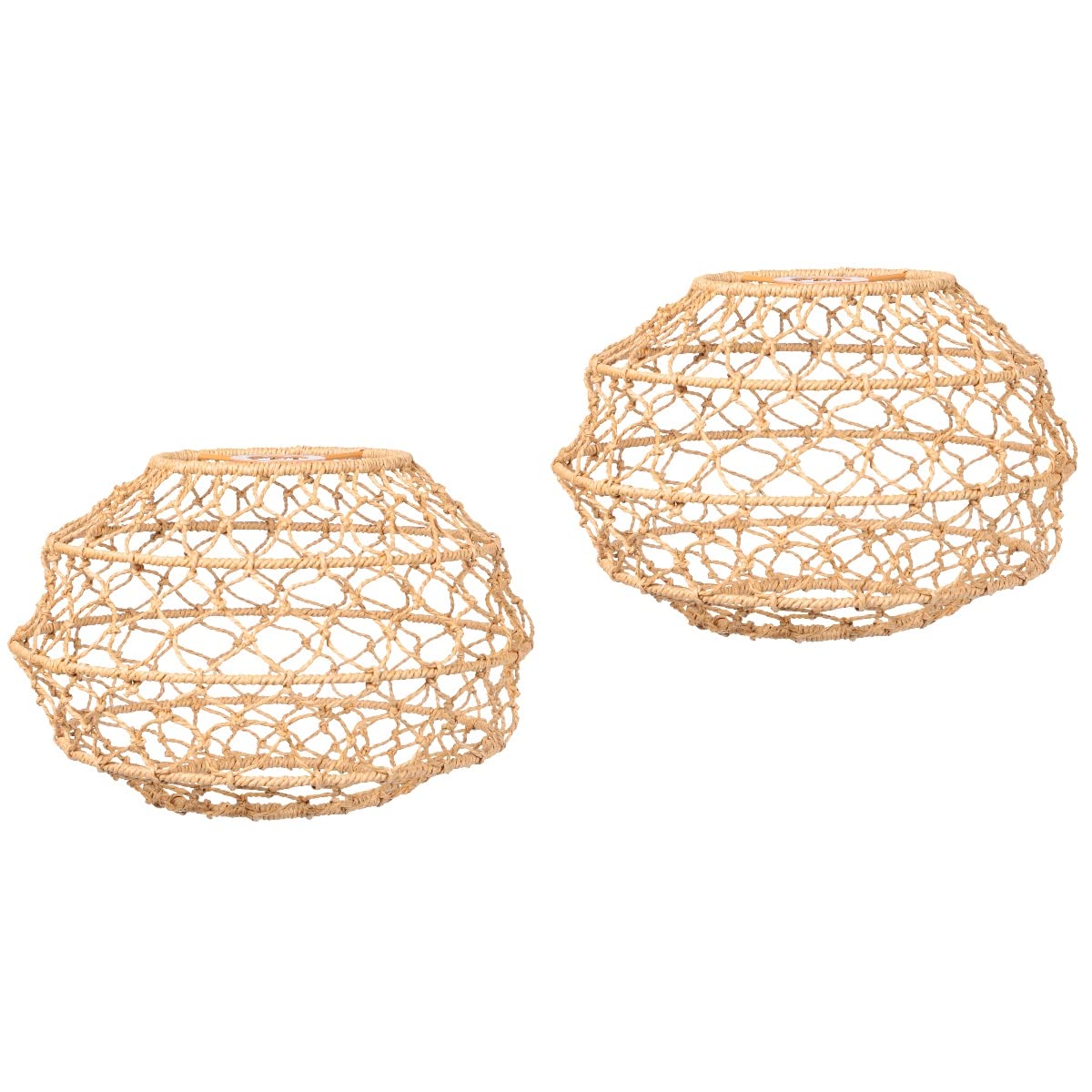 Balacoo 2-Pack Rattan Woven Lamp Shade - Natural Boho Ceiling & Wall Light Cover - Nordic Home Decor for Living Room, Bedroom, and Patio