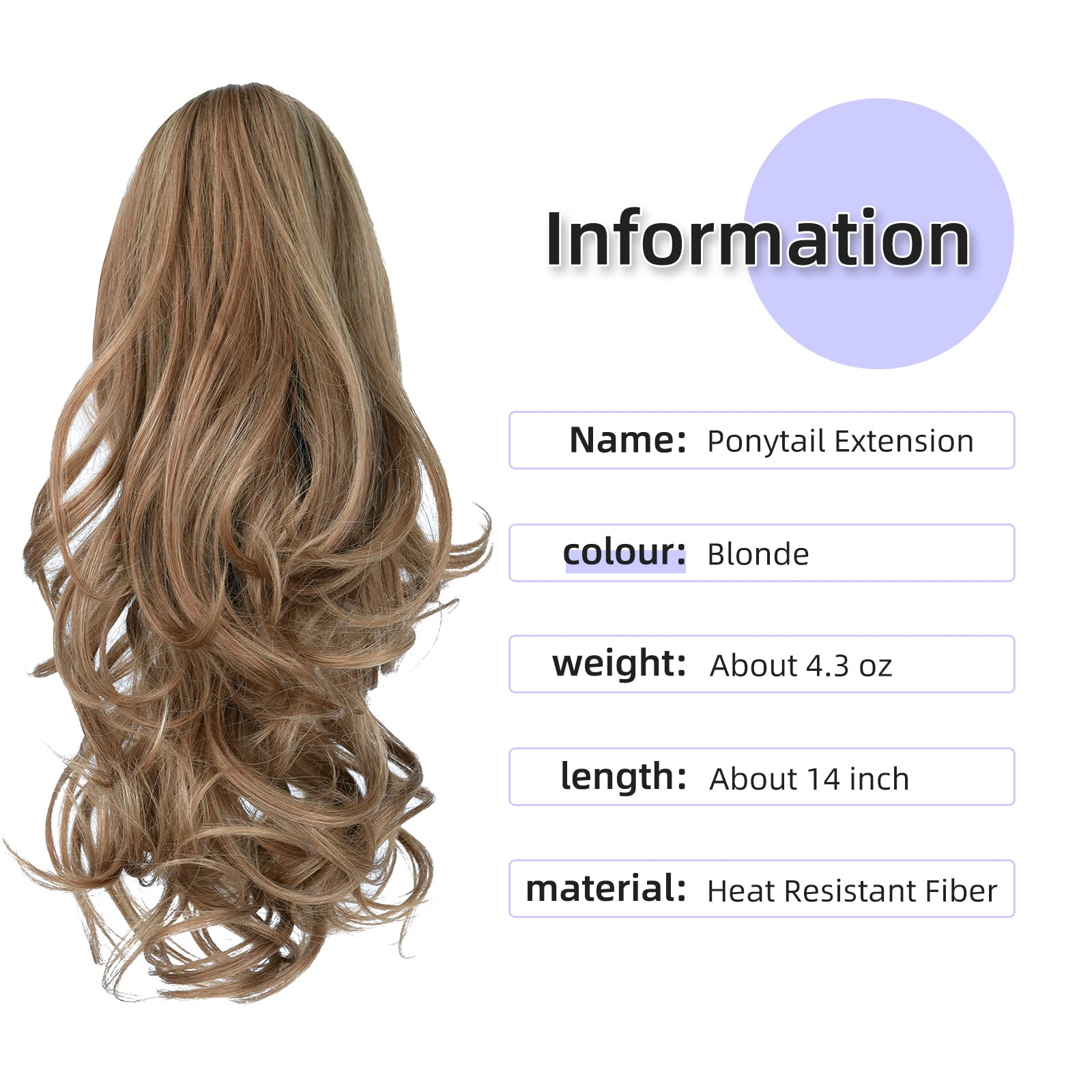 Natural Straight Ponytail Hair Extension with Claw Clip - Seamless Blonde Brown Black Hairpiece for Women - Perfect for Parties, Weddings & Everyday Styling