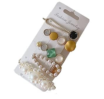 MODINITY 5Pcs Macaron Hair Clips with Pearls - Hair Accessories for Women & Girls - Party & Wedding