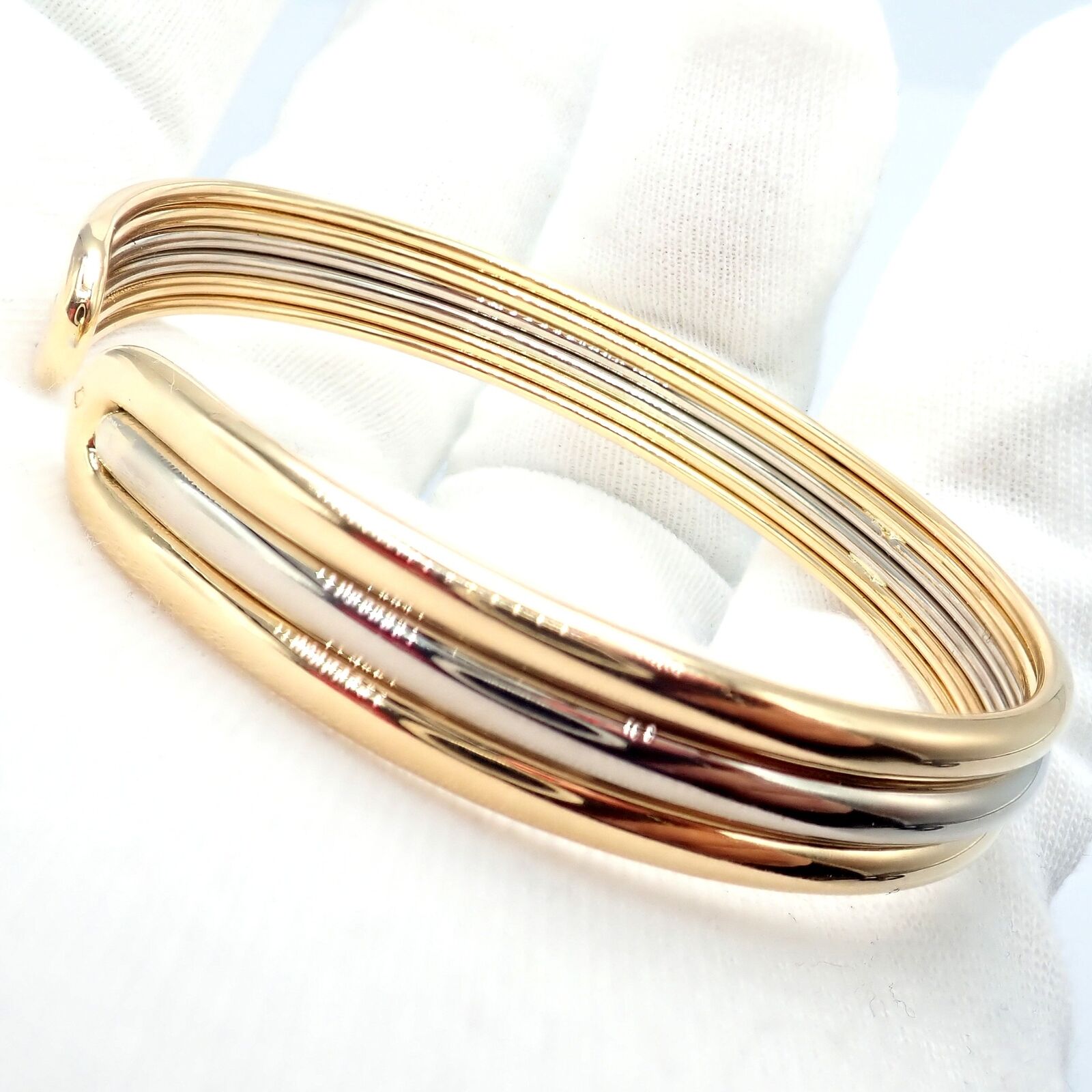 Authentic Van Cleef & Arpels 18k Yellow & White Gold Bangle Cuff Bracelet - Luxury Jewelry for Women, Perfect for Weddings, Parties & Special Occasions