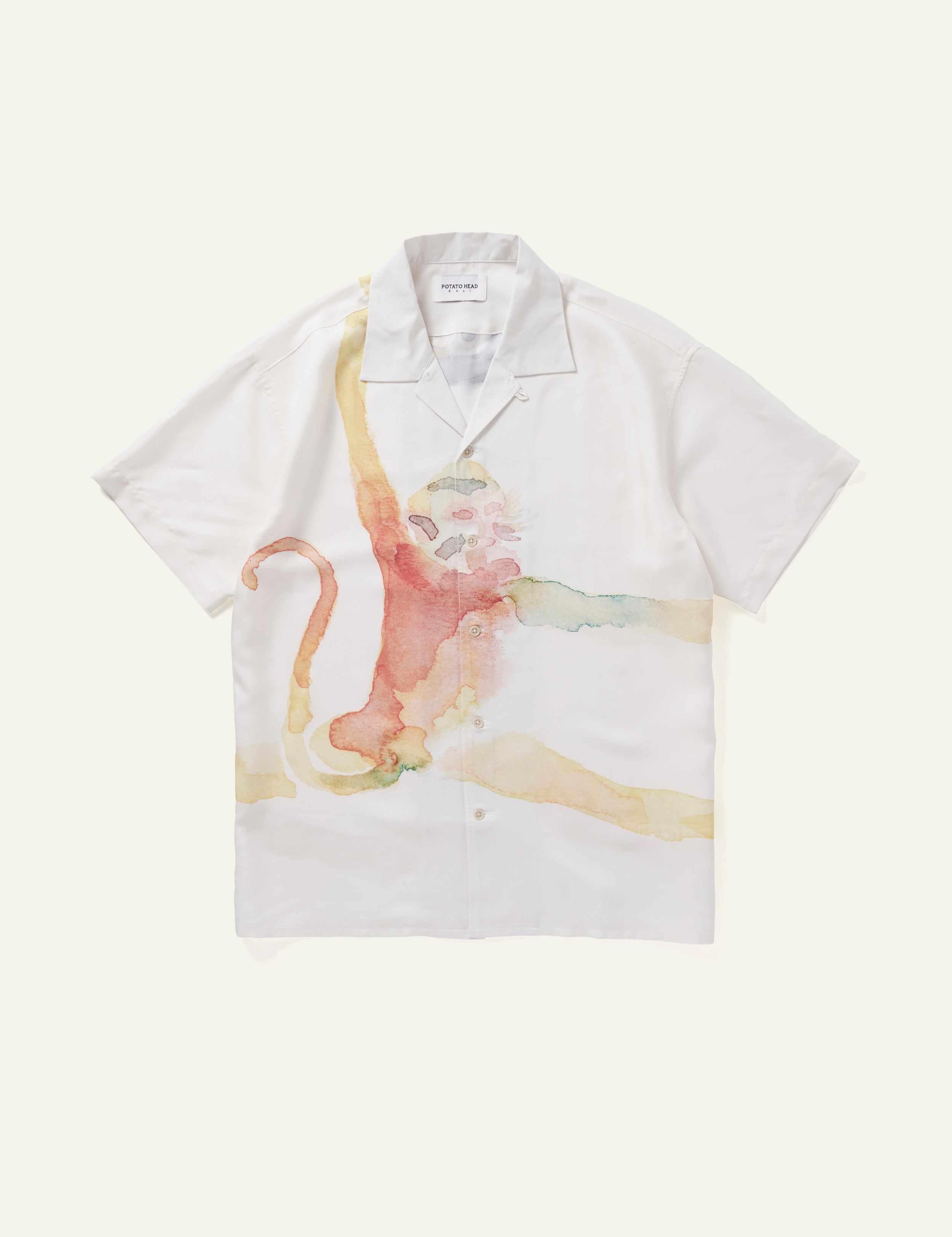 Bali's Monkey Print Short Sleeve T-Shirt for Men & Women - Soft Cotton Casual Tee in Off White - Perfect for Beach Vacation, Summer Outfits and Tropical Theme Parties