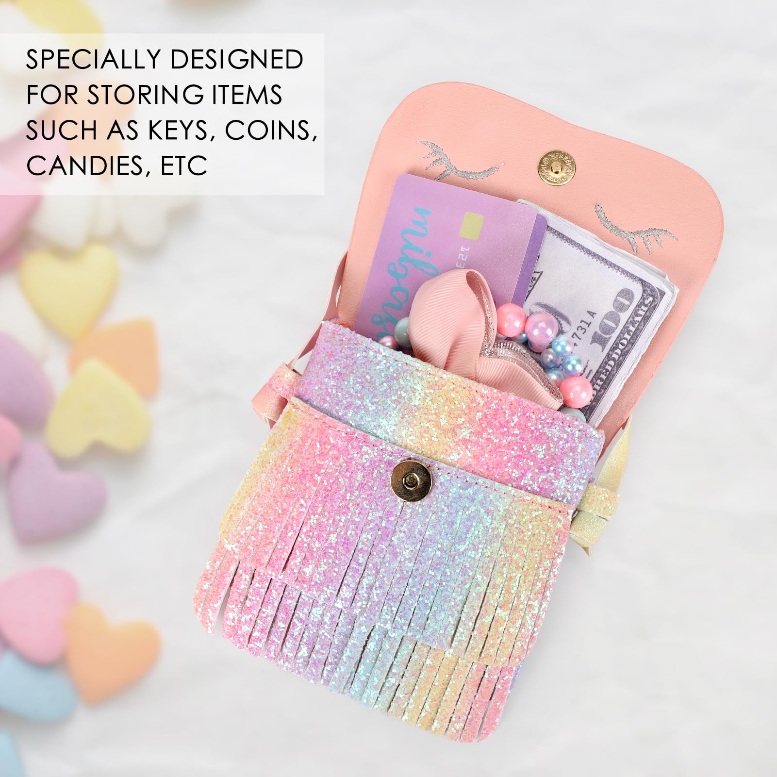 Mibasies Kids Purse for Girls - Cute Unicorn & Cat Crossbody Shoulder Bag with Tassel | Perfect Gift for Toddlers & Little Girls | Birthday, Party, Dress-Up & Everyday Use