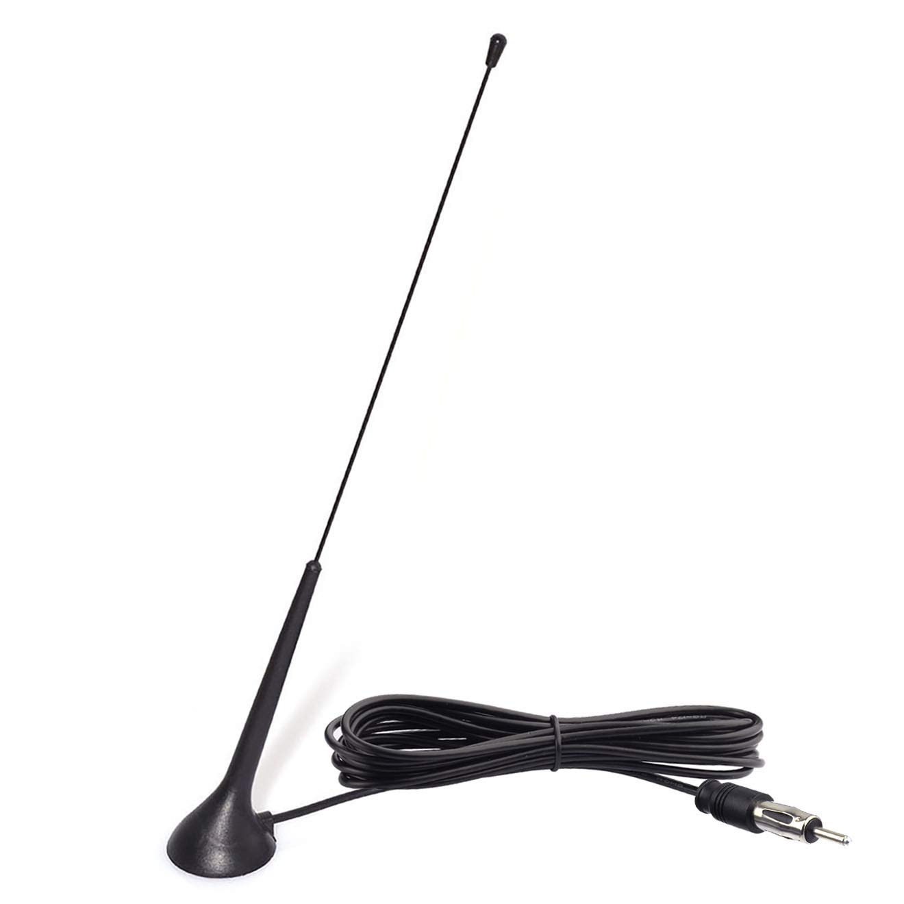 Bingfu Universal Magnetic Base Car Antenna - AM/FM Radio Antenna with DIN Plug for Vehicle, Truck, SUV, RV, Marine Boat - Compatible with Car Stereo, Audio Head Unit, CD & Media Receiver | Improved Signal Reception for Road Trips & Off-Road Adventures