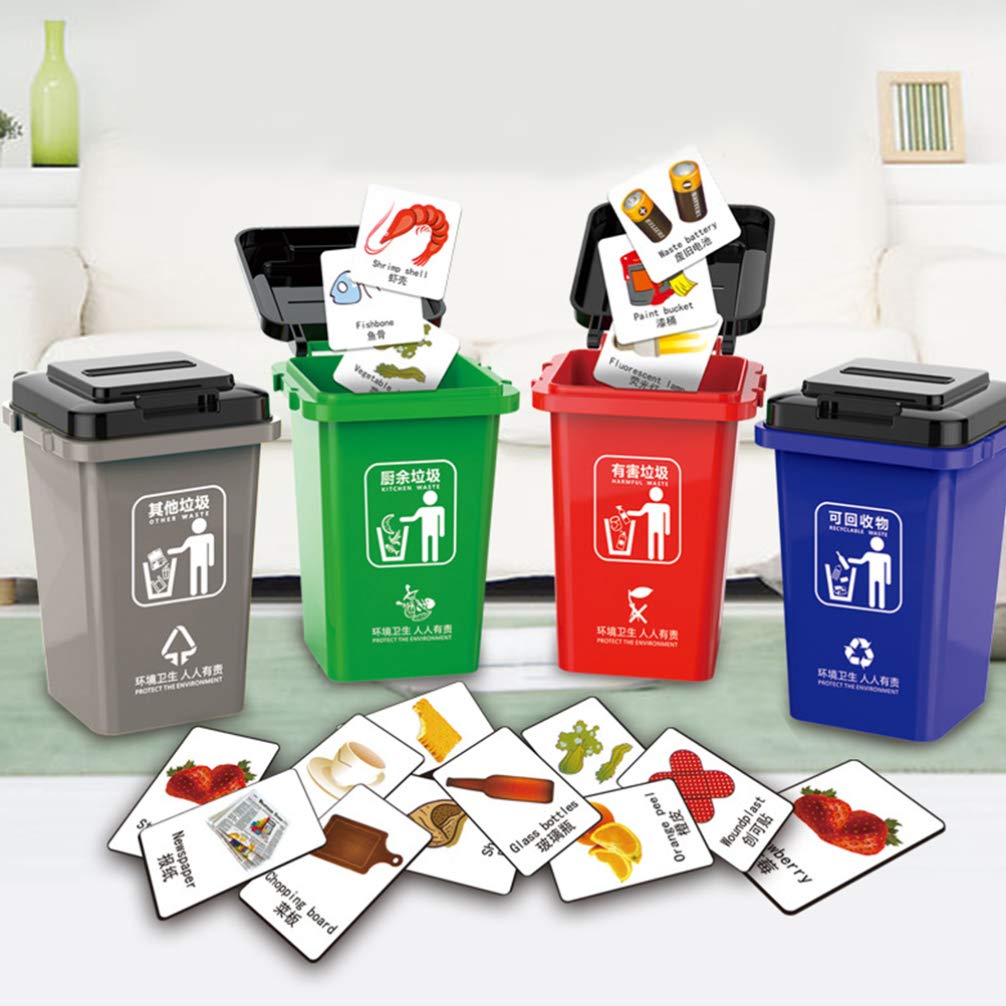 NUOBESTY 1 Set Mini Desktop Wastebasket Toy - Cute Garbage Bin for Kids, Toddlers & Students - Fun Pretend Play Cleaning Set for Home, School & Office Use