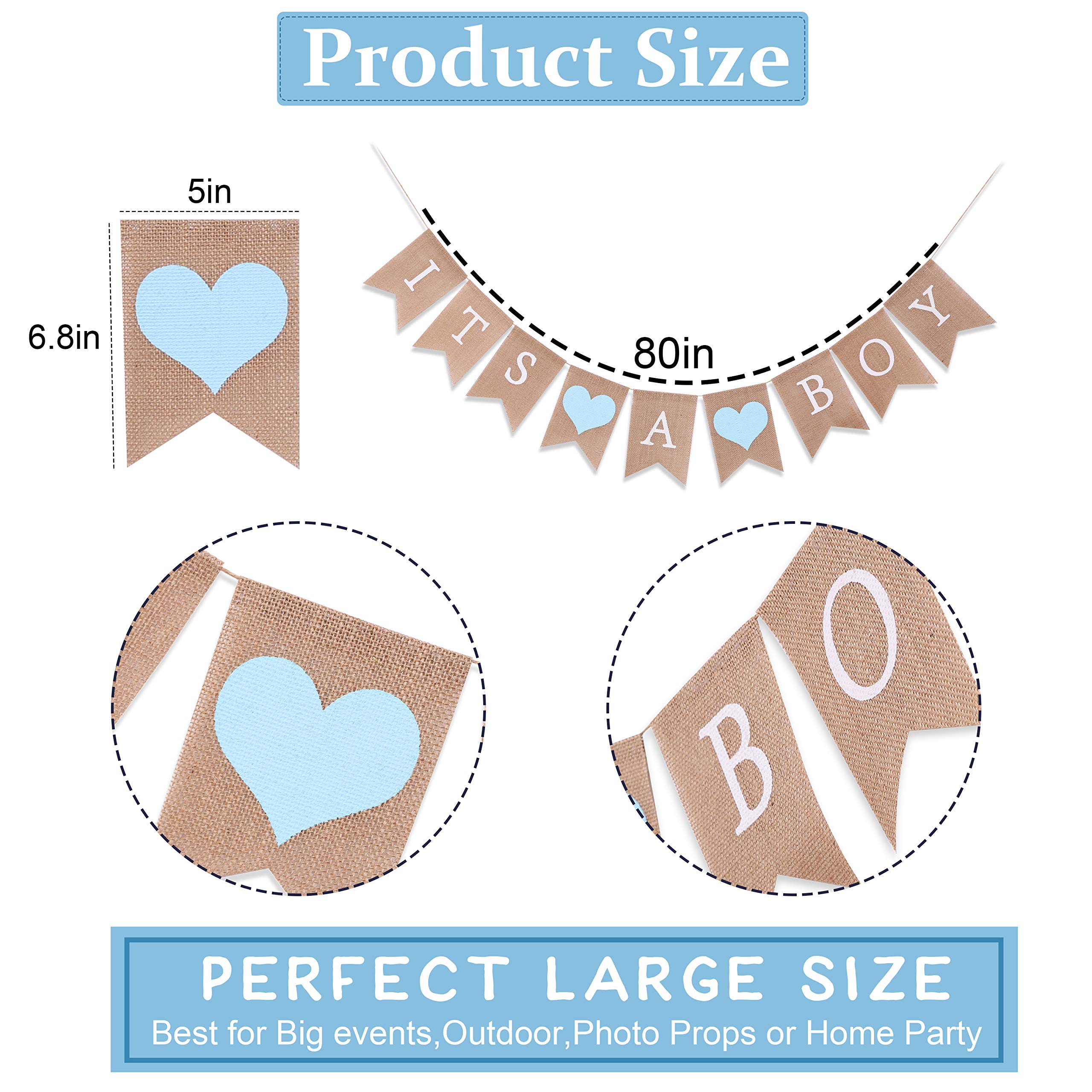 It's a Boy Burlap Banner - Baby Shower Decorations, Gender Reveal & Birthday Party Supplies for Boys - Perfect for Nursery, Photo Backdrops & Celebrations