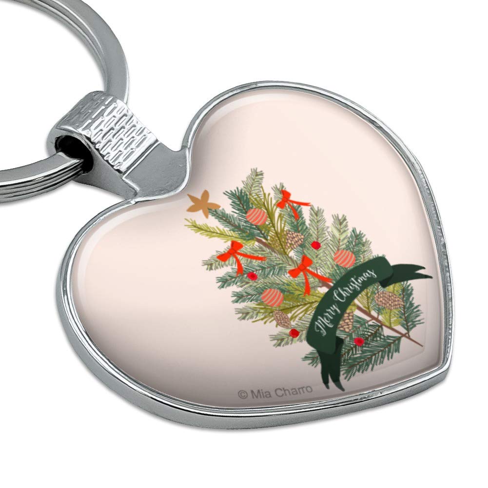 Christmas Tree Keychain - Heart Love Metal Key Ring for Holiday Gifts, Party Favors & Home Decor