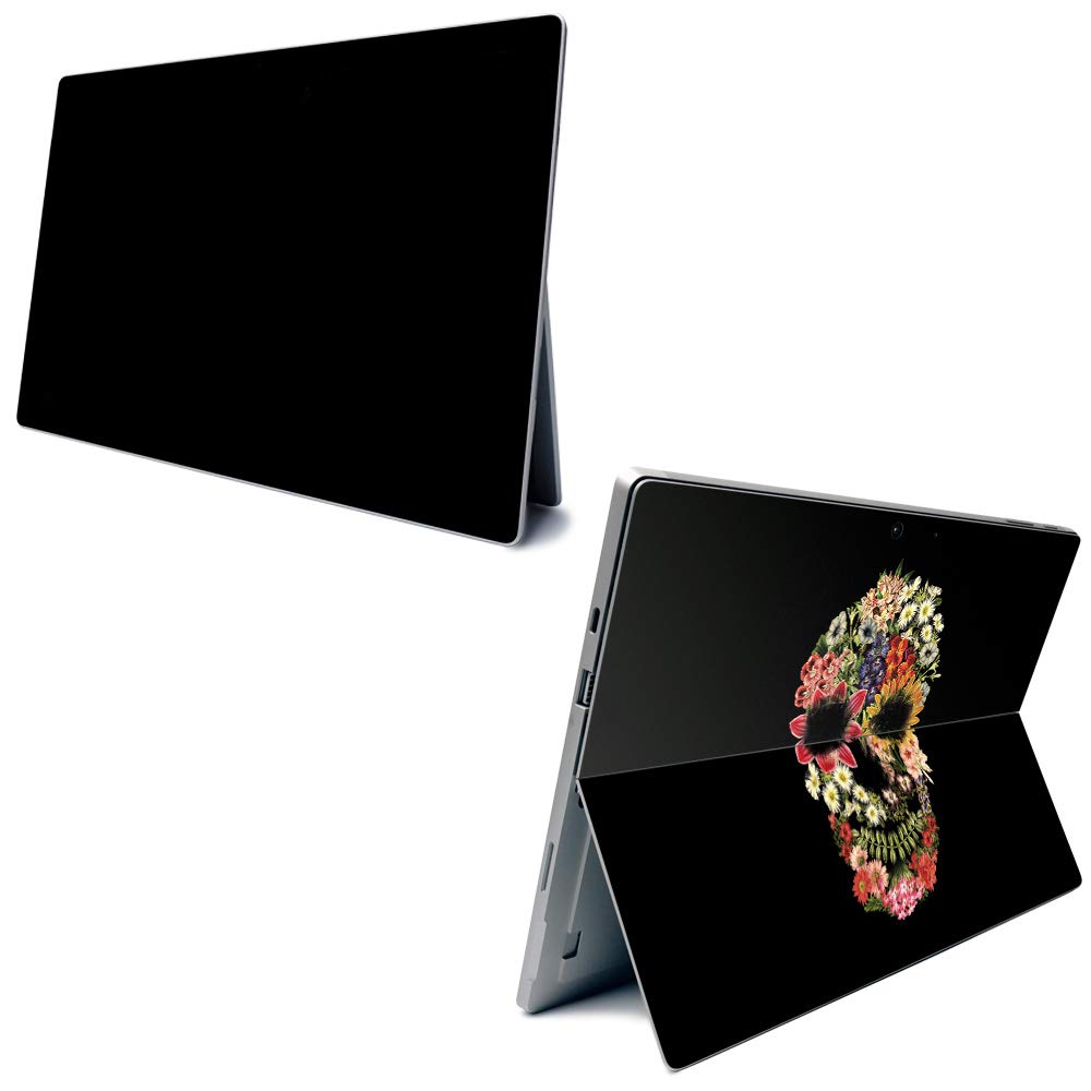 MightySkins Carbon Fiber Skin for Microsoft Surface Pro 7 - Floral Skull Design | Textured Protective Vinyl Wrap | Easy to Apply & Remove | Made in USA | Perfect for School, Office & Travel Protection