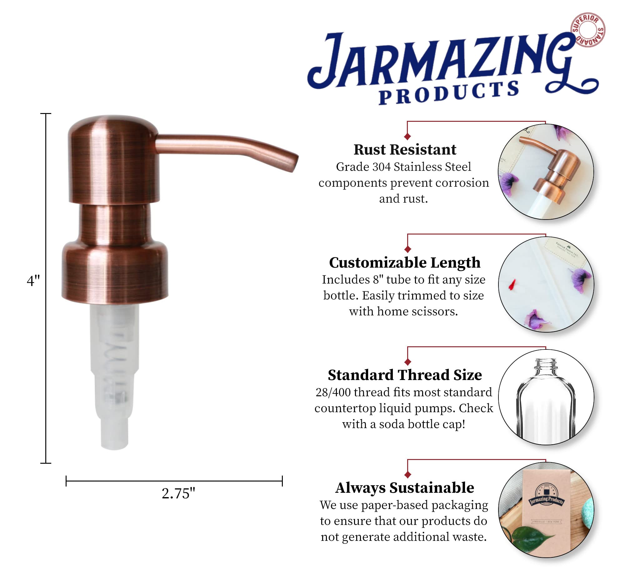 Premium Copper Soap & Lotion Dispenser Pump - Elegant Bird Head Design - 1 Pack - Perfect for Bathroom, Kitchen & Luxury Home Decor