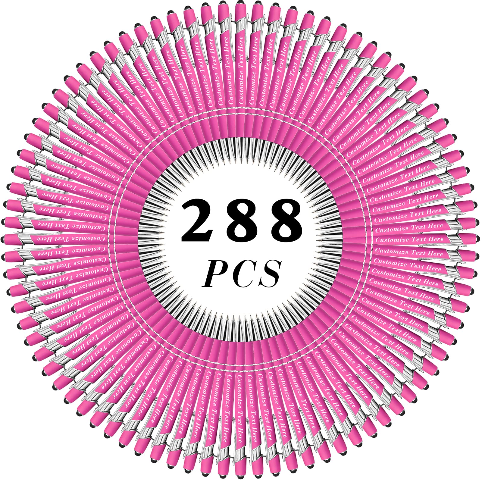288 Pcs Personalized Ballpoint Pens with Stylus Tip - Custom Engraved Name/Message/Logo - Bulk Promotional Pens for Wedding, Graduation, Birthday, Christmas Gifts - Medium Point Black Ink - Perfect for Office, School & Corporate Events