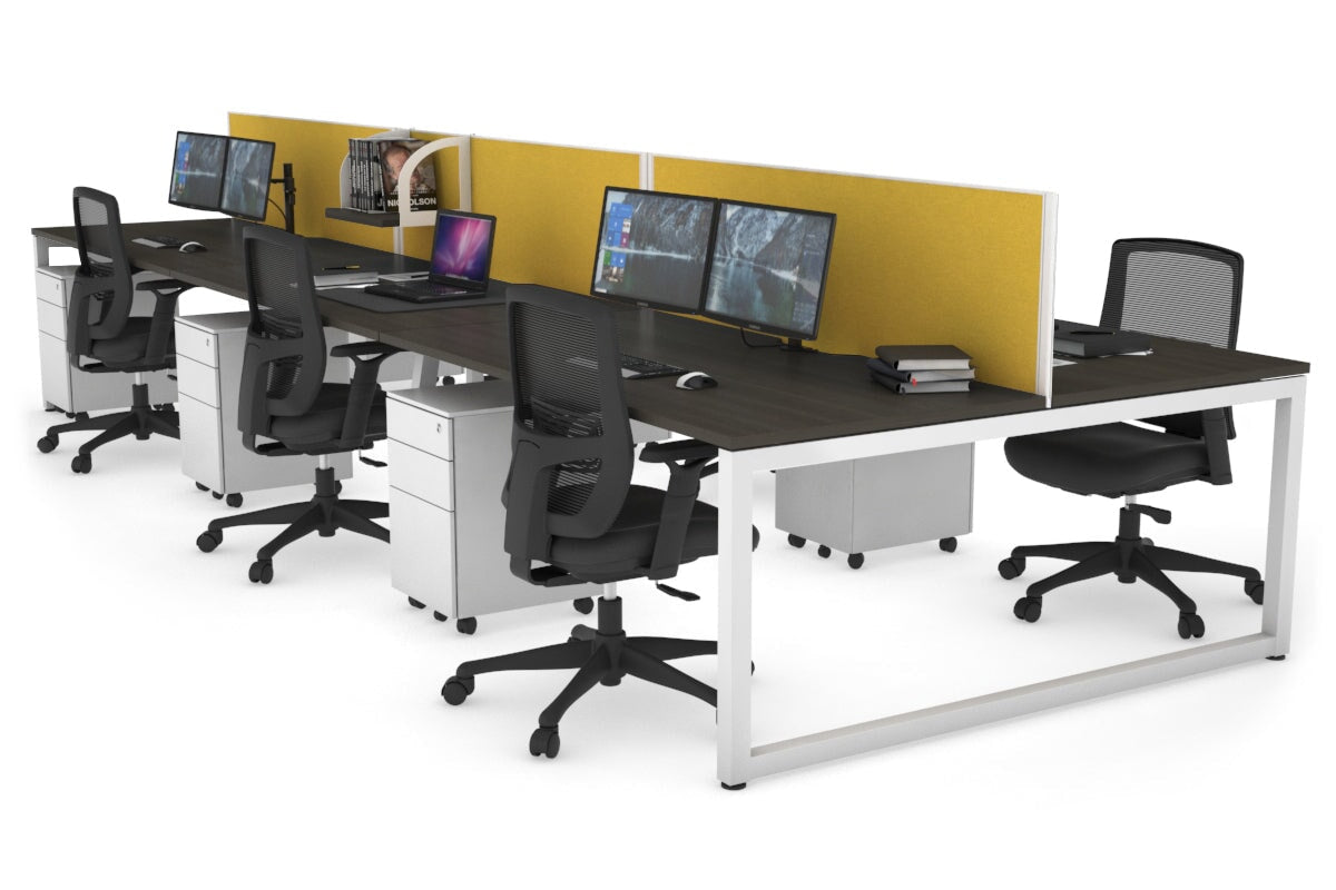 Quadro Loop Legs 6-Person Office Workstation Desk - 1800L x 800W with Cable Management | Modern Collaborative Workspace Solution for Team Projects & Open Office Layouts