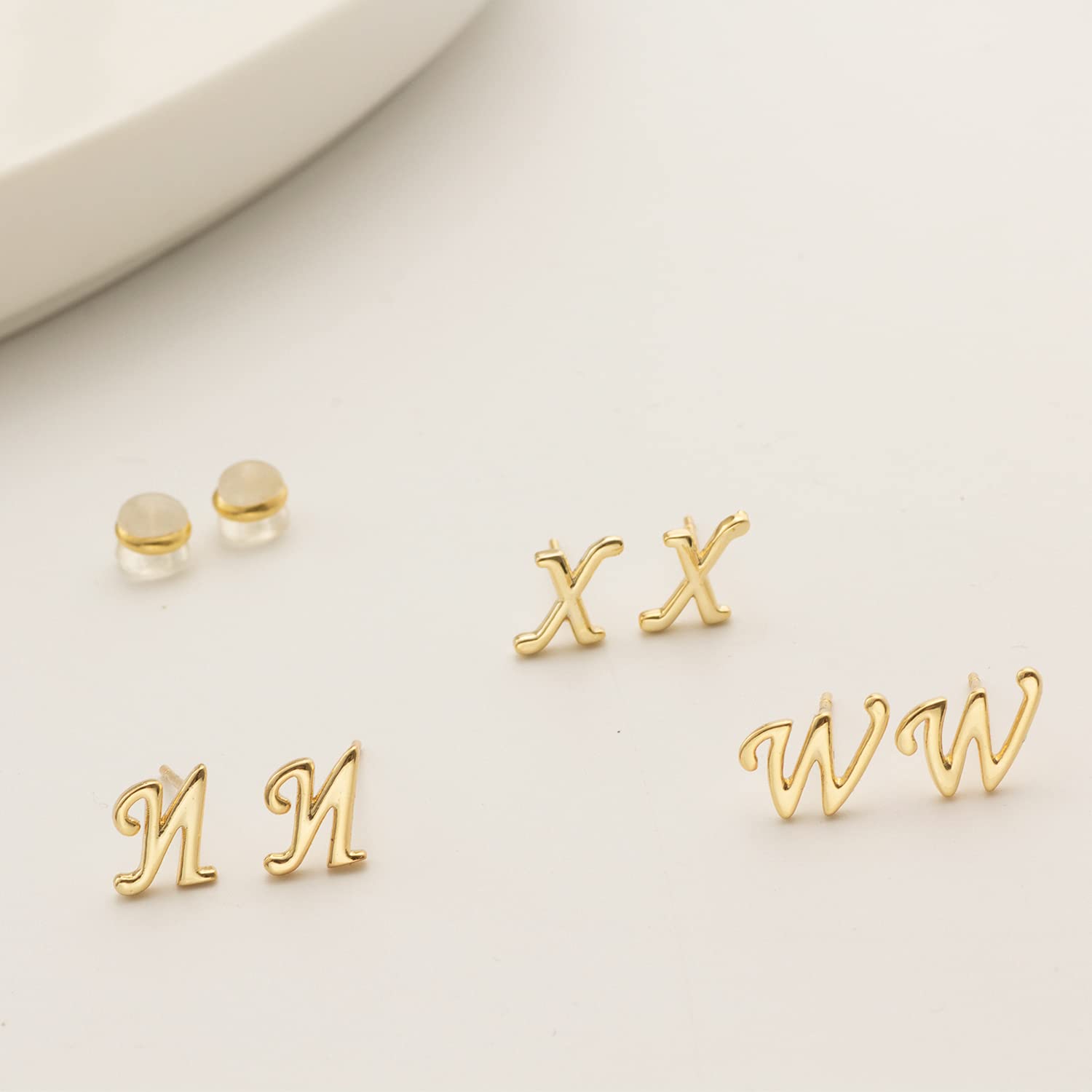 Initial Stud Earrings for Women - S925 Sterling Silver 14K Gold Plated Tiny Letter Earrings | Hypoallergenic Personalized Jewelry Gift for Her | Perfect for Everyday Wear, Birthdays & Special Occasions
