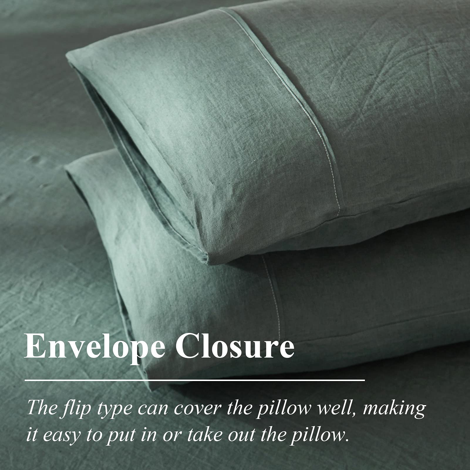 **Ivory Green Linen Duvet Cover King Size – 100% Pure Washed French Flax Linen Bedding Set (3-Piece) – Soft, Breathable & Natural – Includes 1 Duvet Cover & 2 Pillow Shams – Perfect for Eco-Friendly & Luxurious Bedroom Decor**