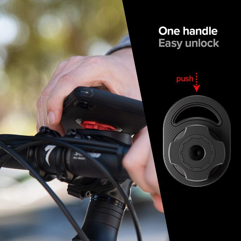 Spigen Gearlock Stem Bike Mount with Universal Adapter - Compatible with iPhone 12 Pro Max Ultra Hybrid Case (Crystal Clear) - Secure Phone Holder for Cycling, Commuting & Outdoor Adventures