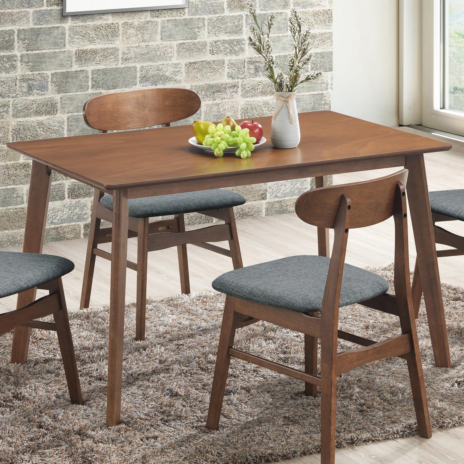 7-Piece Wood Dining Room Set in Light Gray - Classic Moroccan Style Furniture for Family Gatherings & Dinner Parties