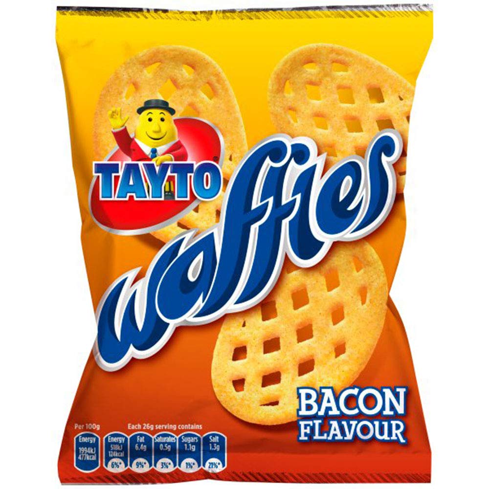 Original Tayto Waffles - 22 Pack (26g Each) | Authentic Irish Bacon Flavor Crisps | Perfect for Parties, Snacking & Lunchboxes