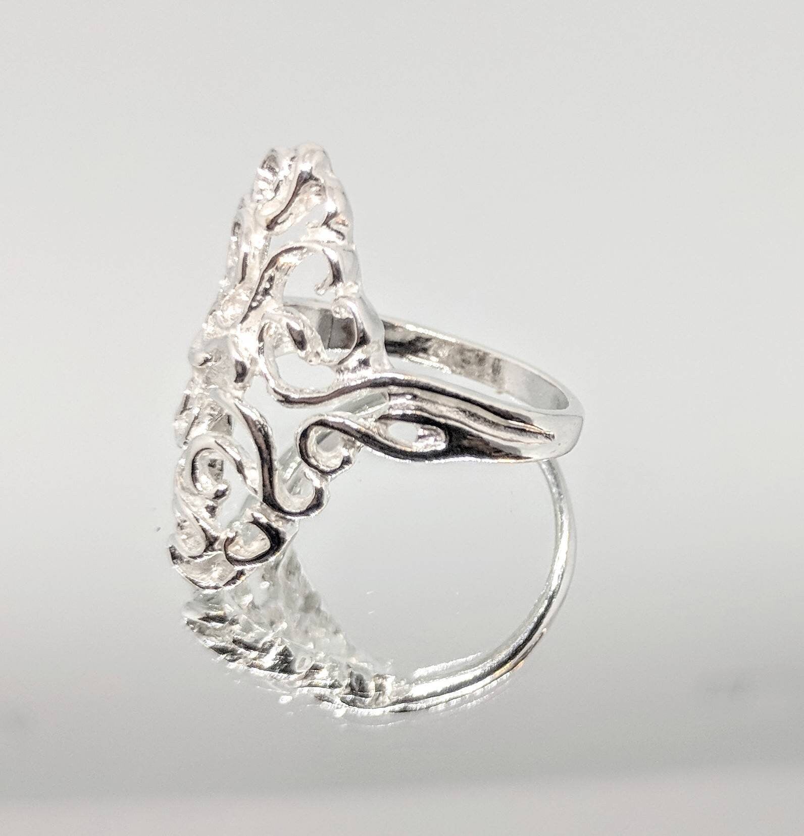 14K Gold or Sterling Silver Filigree Freeform Ring - Size 7 DIY Jewelry Setting, Elegant Fashion Ring 168-068/148-068 - Perfect for Weddings, Parties & Special Occasions