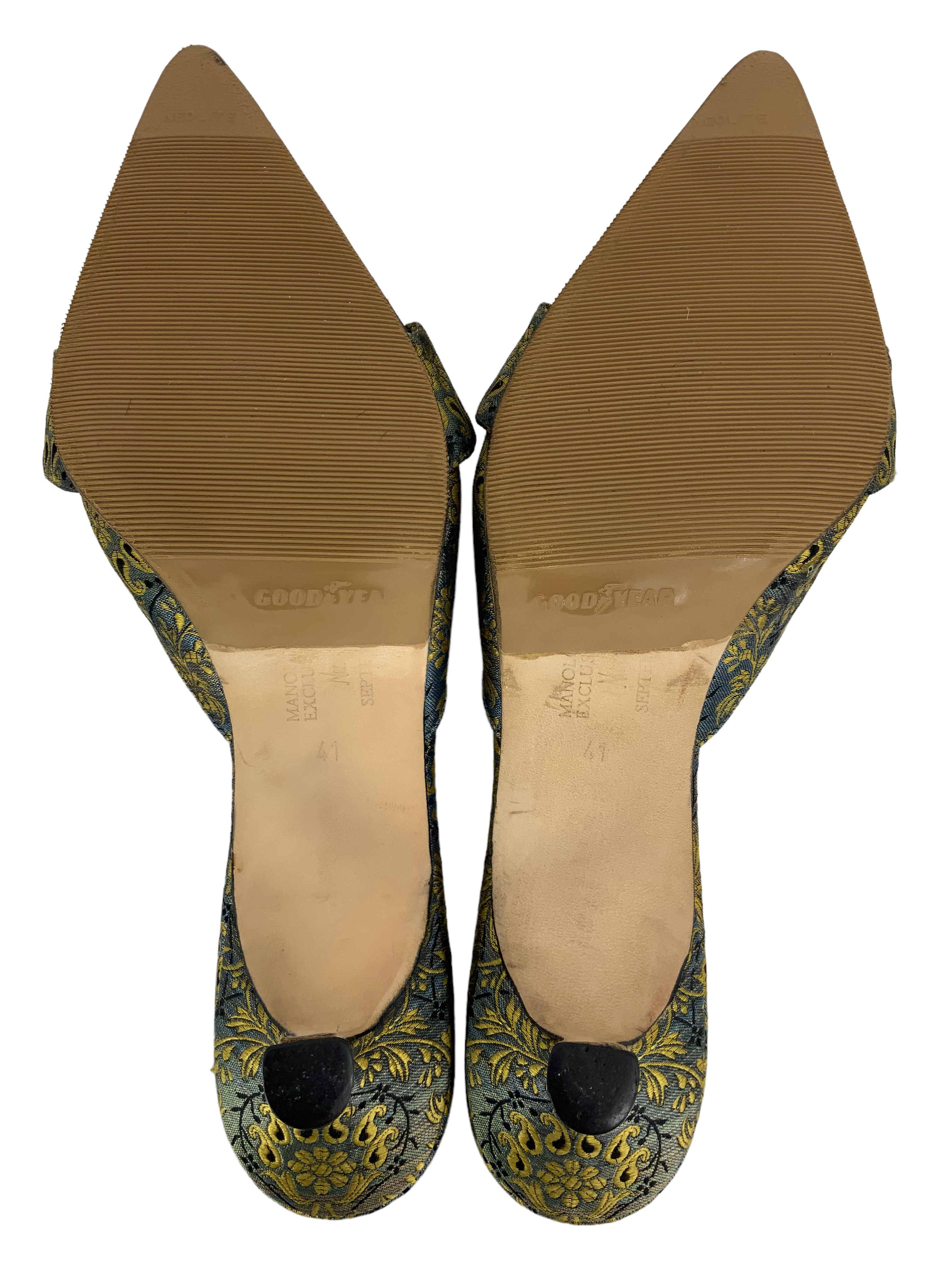 Manolo Blahnik Women's Size 11 Printed Jacquard Embellished High Heel Pumps - Perfect for Weddings, Parties & Special Occasions