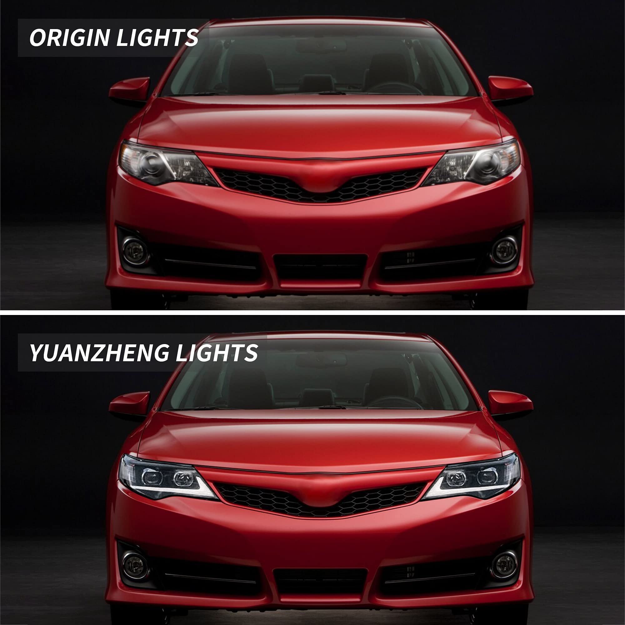 VLAND LED Projector Headlights for Toyota Camry 2012-2014 - Plug & Play LED DRL with Halogen High Beam - Upgrade Your Night Driving Safety & Style