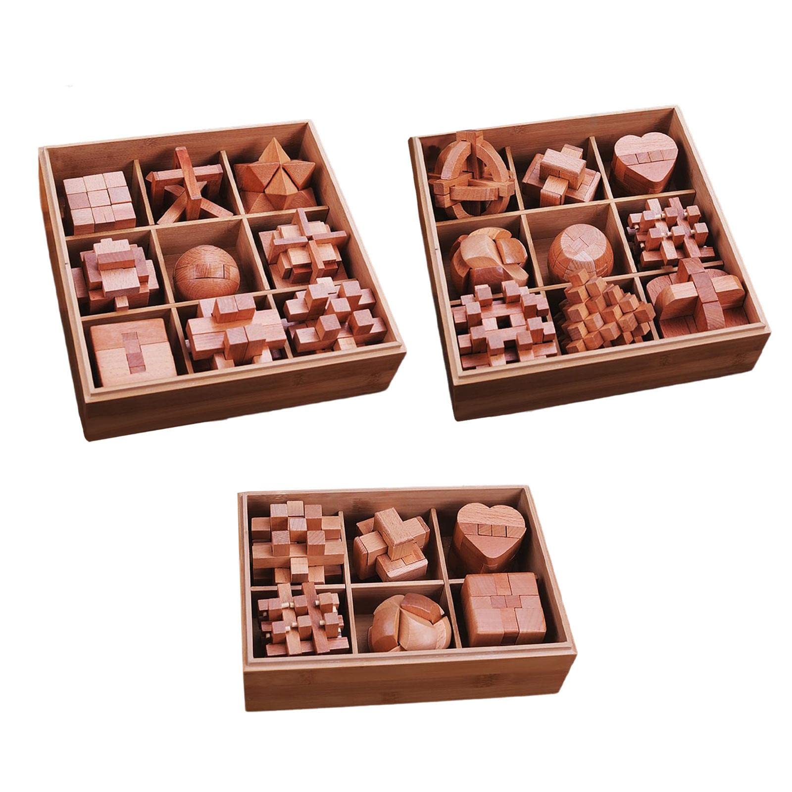 Enakshi Wooden Puzzle Brain Teaser - 6-Piece Educational Toy Set for Kids & Adults - Perfect for Birthday Party Favors, Classroom Learning & Family Game Night