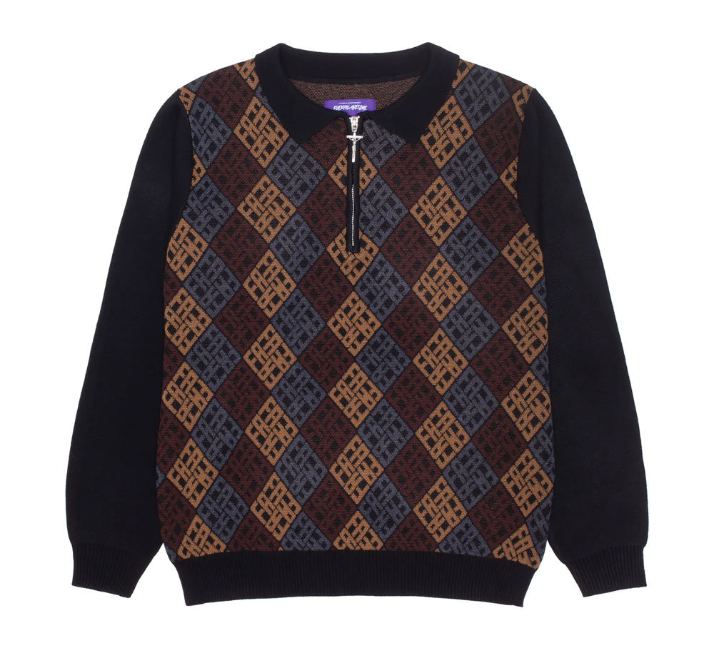 FA Monogram 1/4 Zip Knit Pullover - Stylish Quarter Zip Sweater for Men & Women - Perfect for Casual Wear, Office & Outdoor Activities